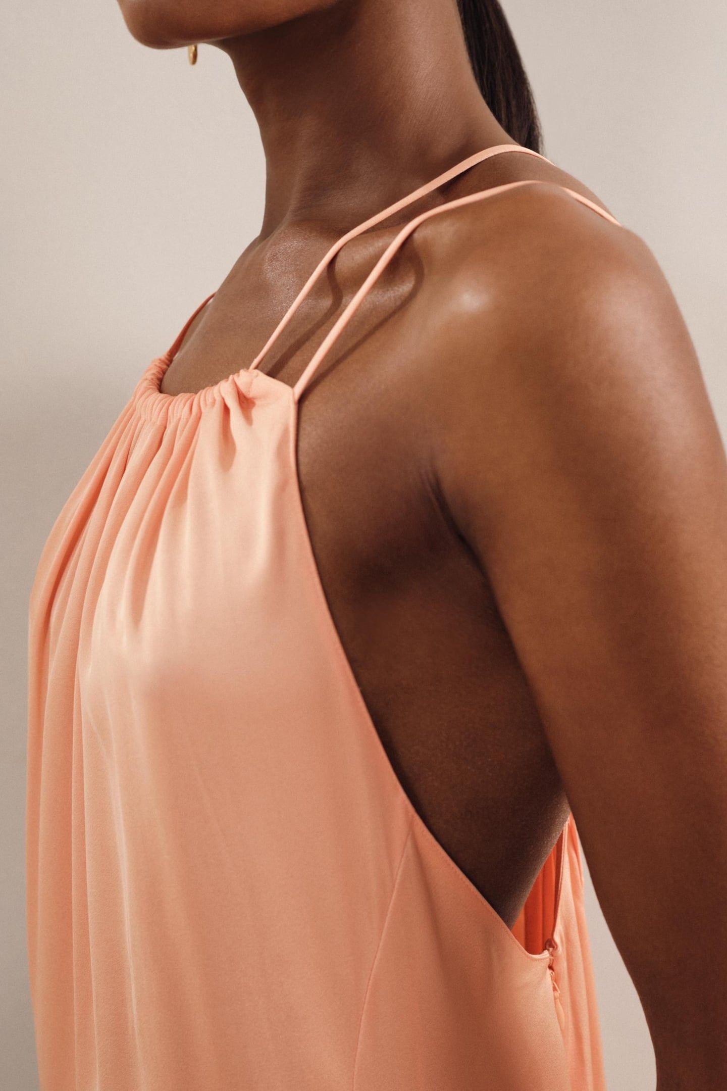 SATIN HALTERNECK DRESS PEACH 5