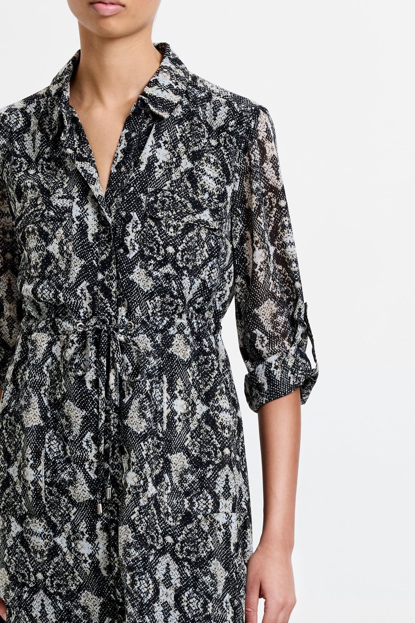 SNAKE PRINT L/S MIDI DRESS NEUTRAL MULTI 3