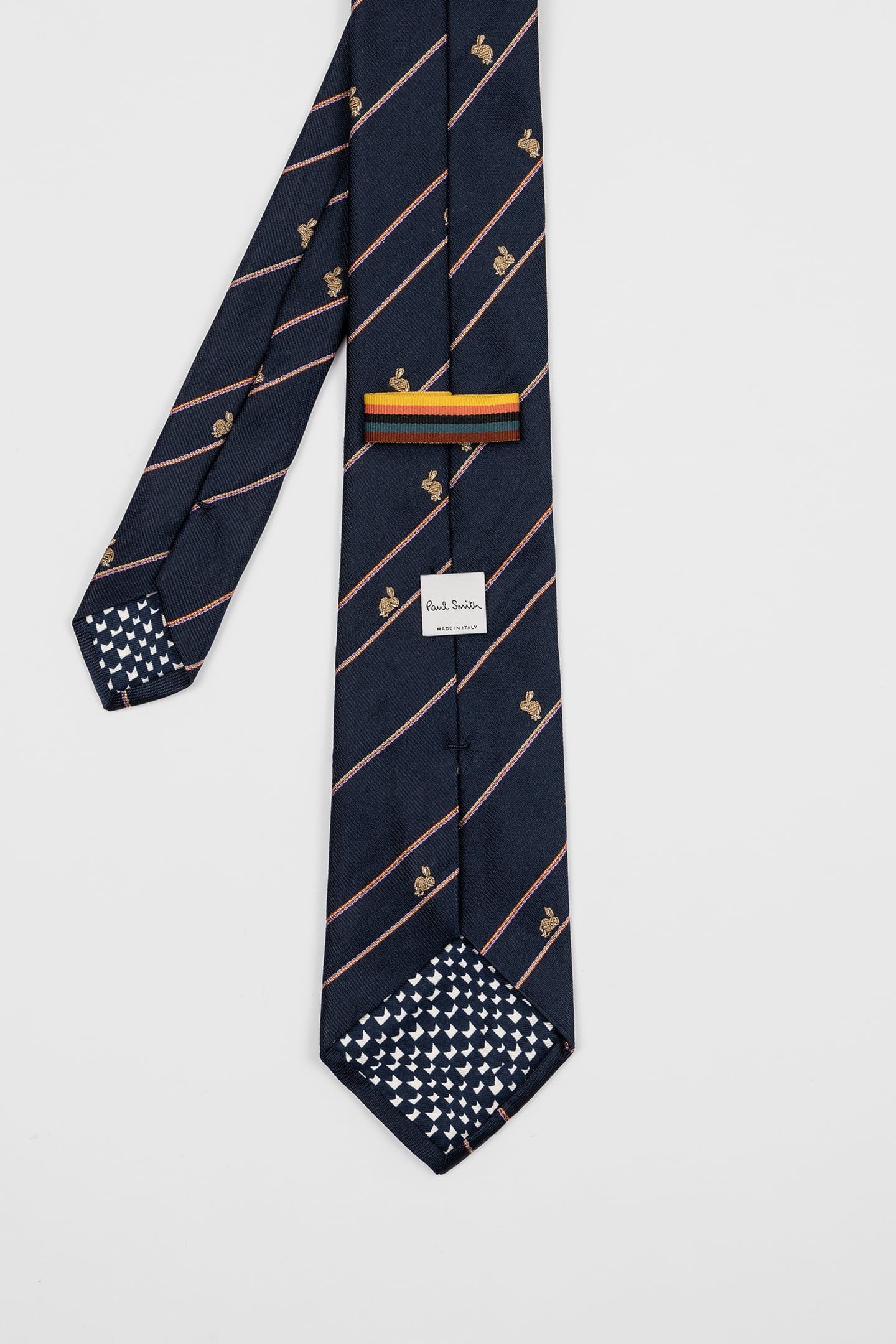 MEN TIE RABBIT STRIPE NAVY 2