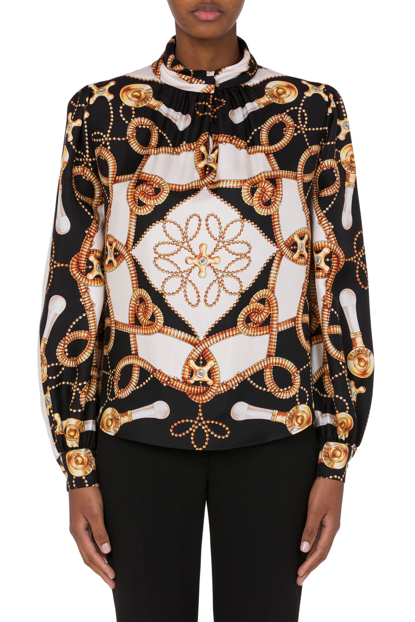 SILK BLOUSE FAUCETS PRINT BLACK 1