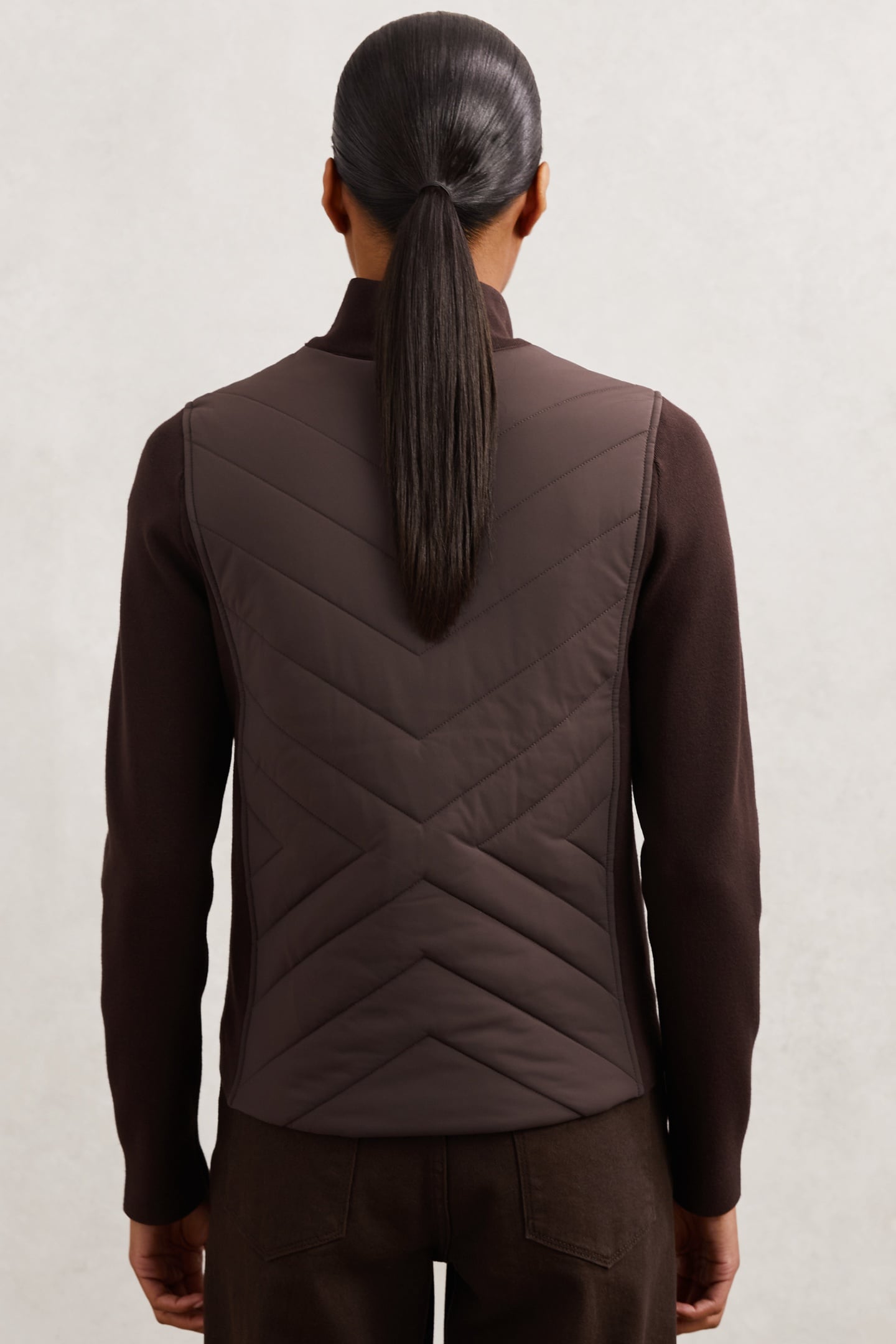 KNITTED HYBRID JACKET CHOCOLATE BROWN 2