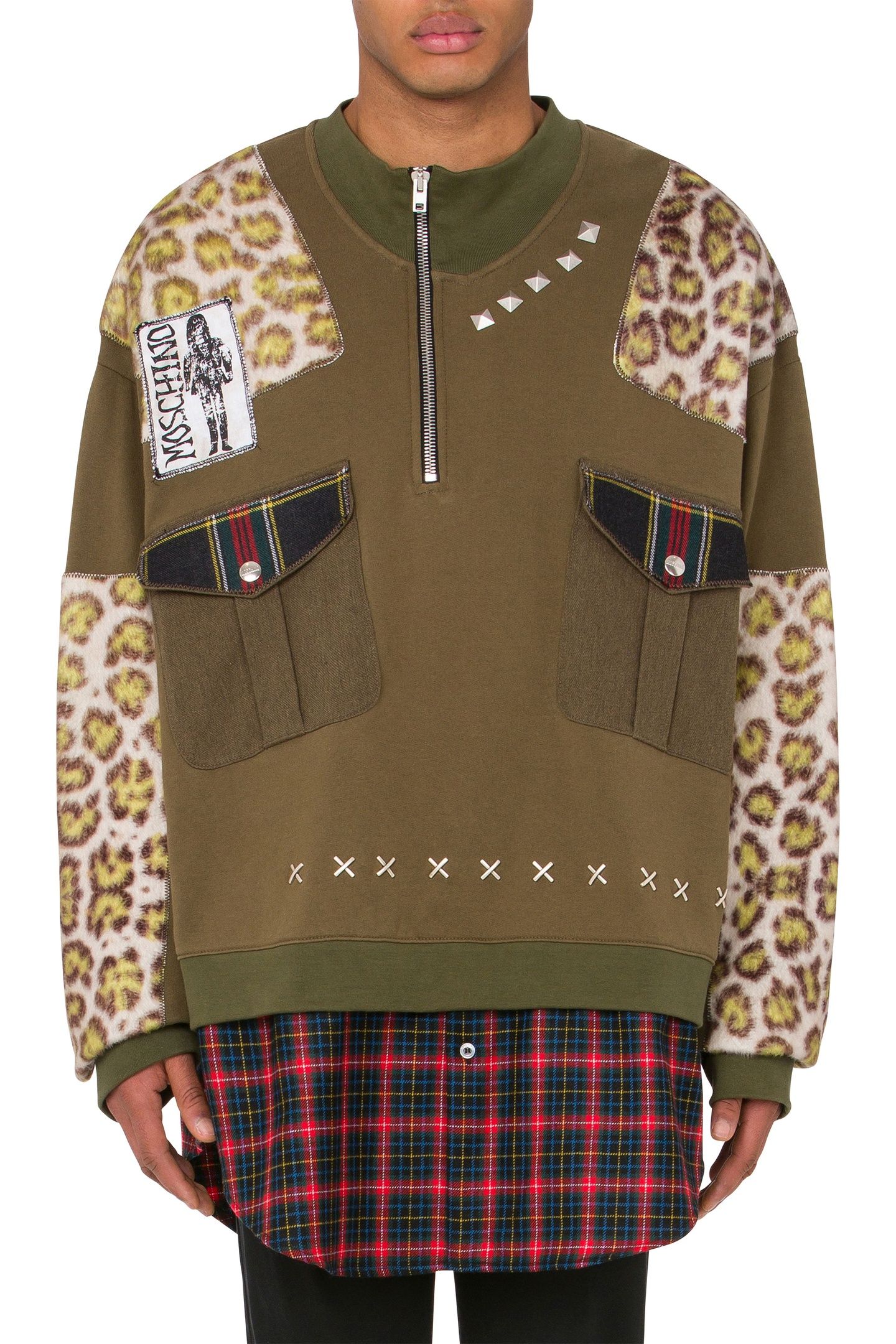 OVERSIZED MILITARY PATCHWORK SWEATSHIRT GREEN 1