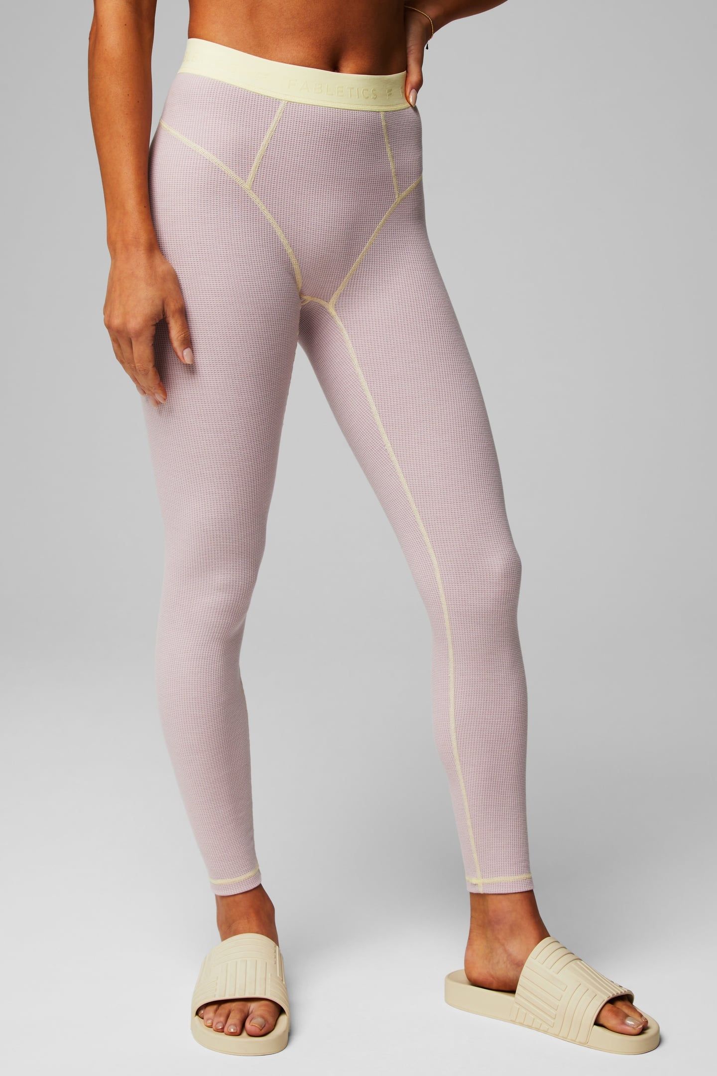 FABLETICS WAFFLE LEGGING MUTED MAUVE/BUTTER 2