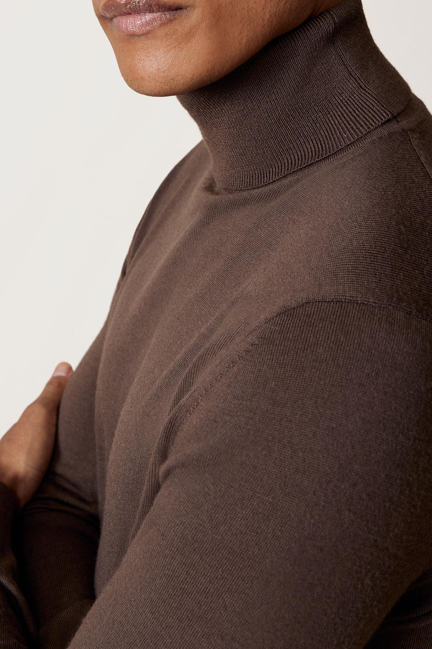 LS ROLL NECK MERINO WOOL JUMPER CHOCOLATE BROWN 6