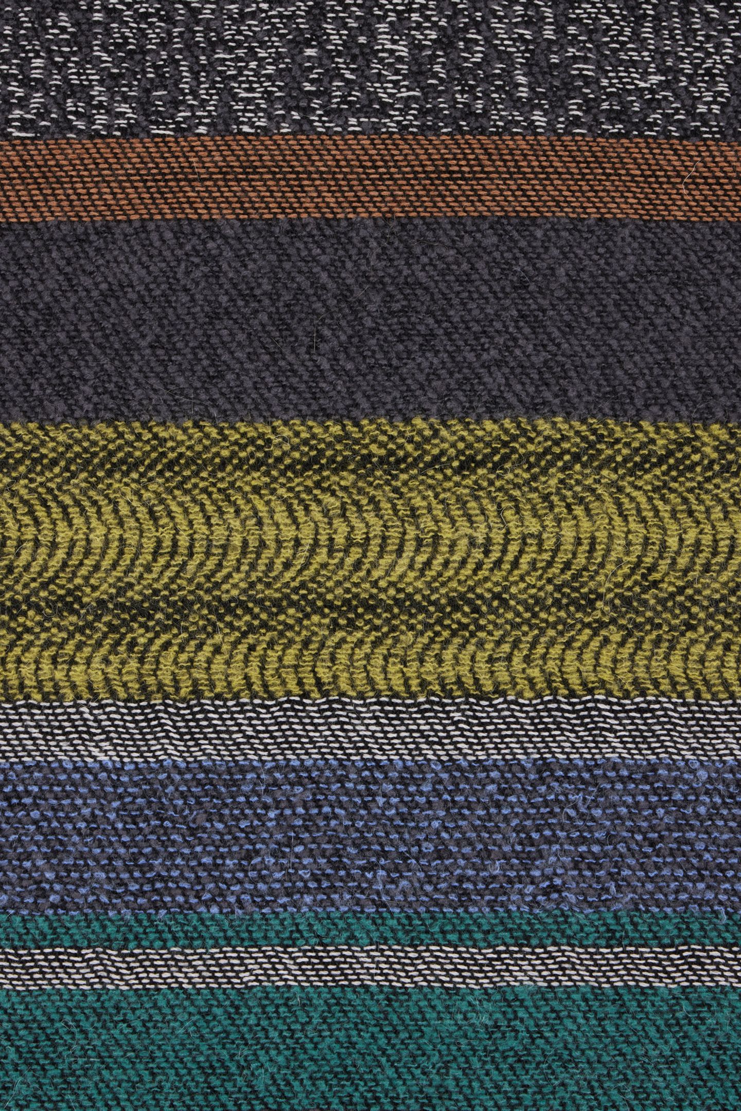 MEN SCARF MOHAIR STRIPE PETROL GREEN 6