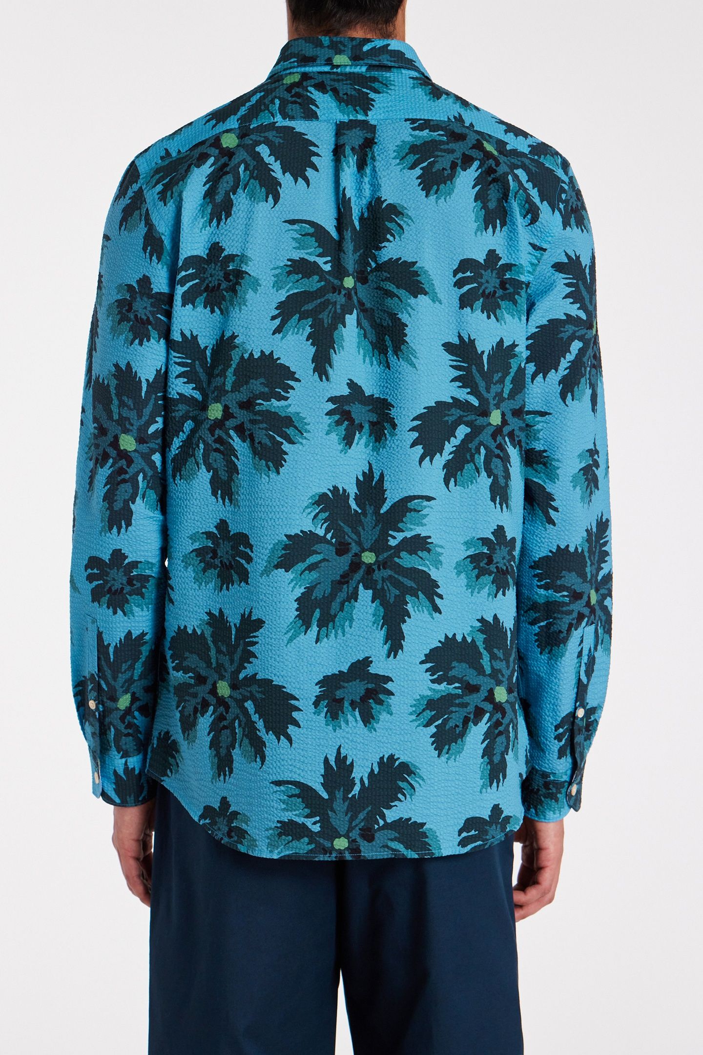 MENS REGULAR FIT LS SHIRT CURVE HEM BLUE 2