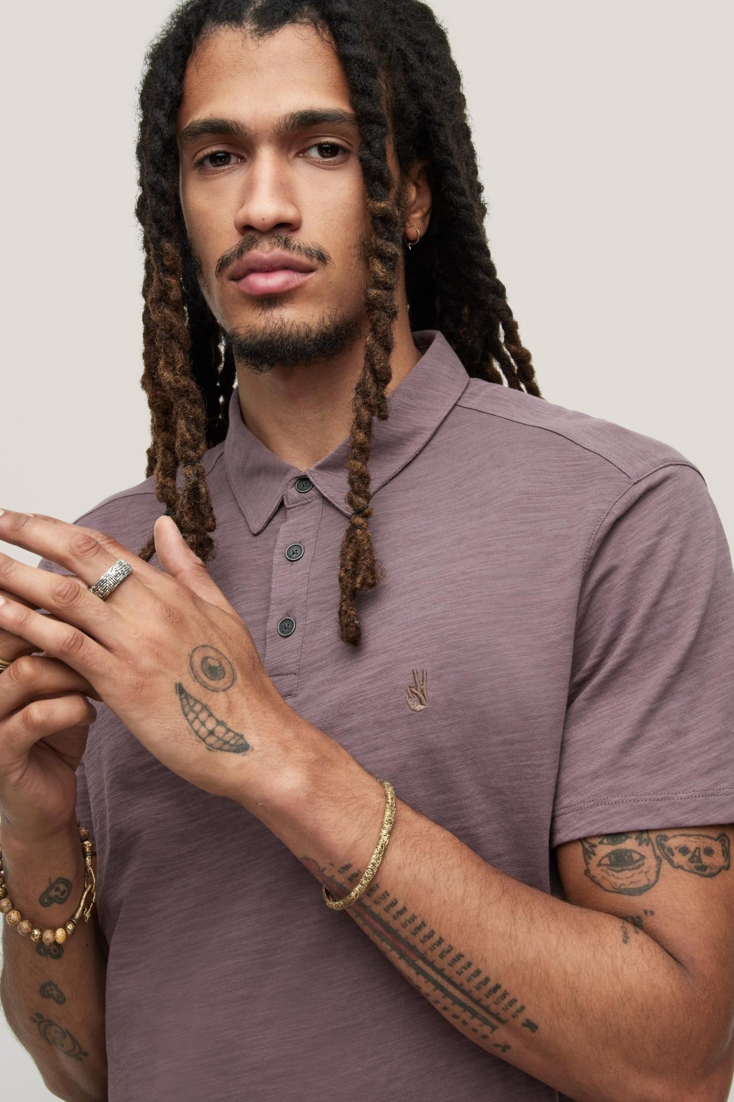 VICTOR SS SLUB CTN POLO W PURPLE HALE 2
