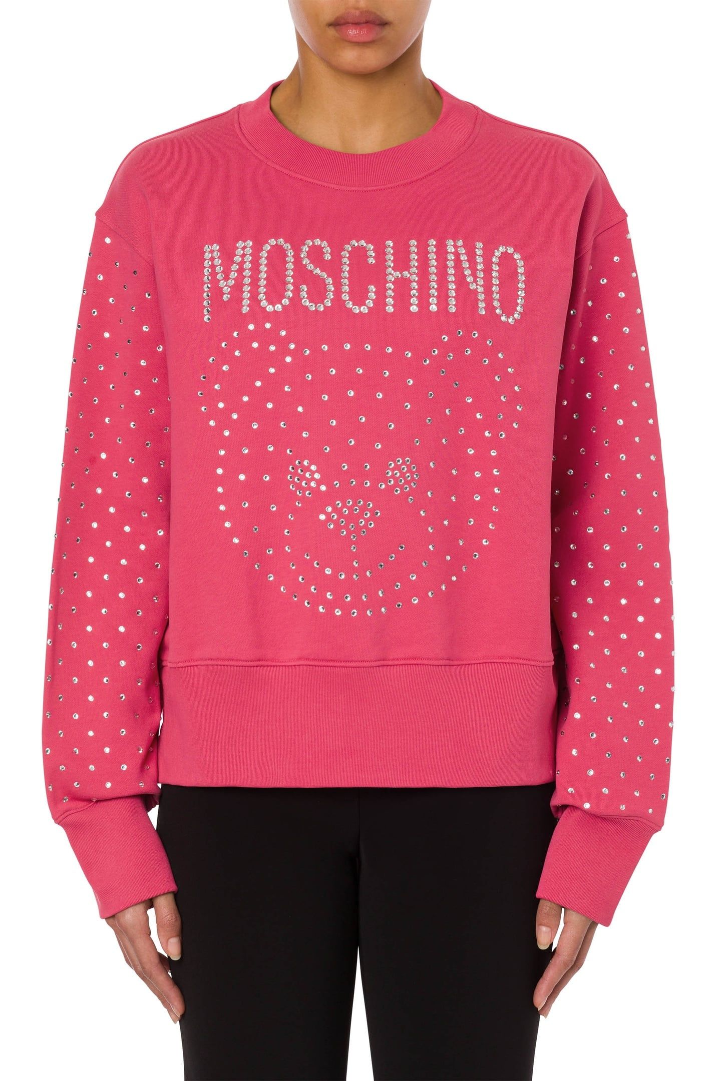 CRYSTAL TEDDY BEAR ORGANIC COTTON SWEATSHIRT PINK 1