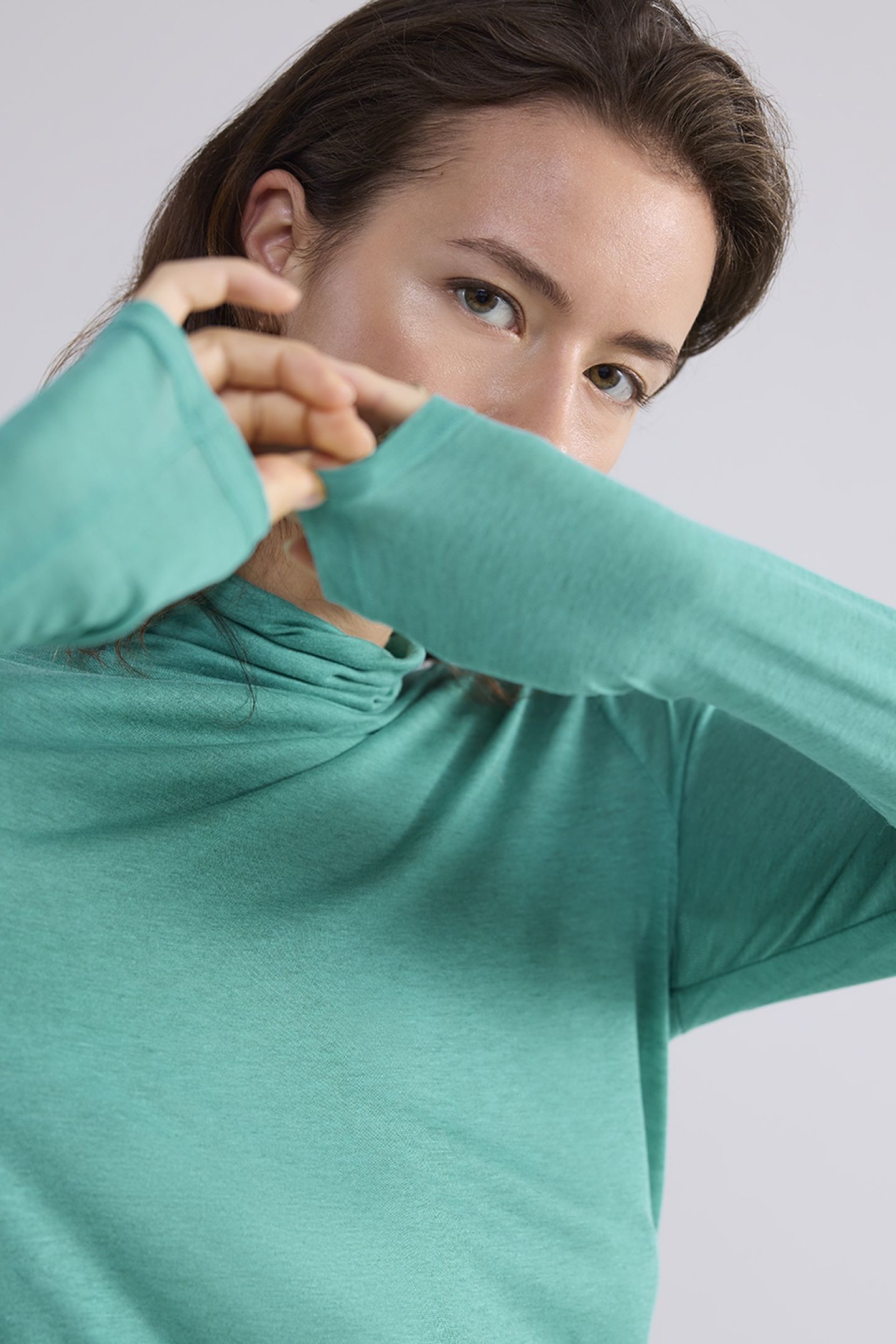 TURTLE NECK TOP LYOCELL WOOL BASICS PEACOCK 4