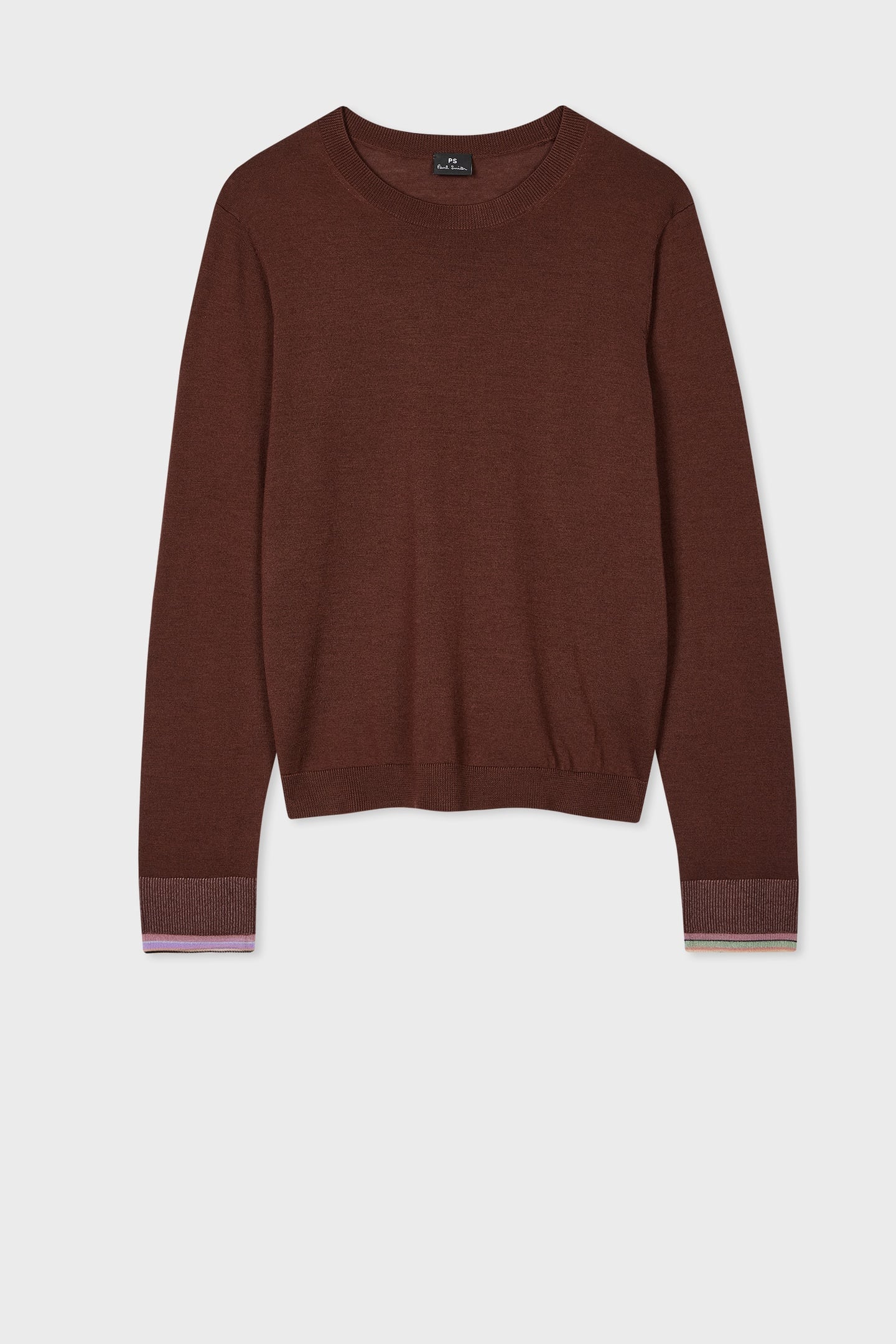 WOMENS KNITTED SWEATER CREW NECK DARK BROWN 1