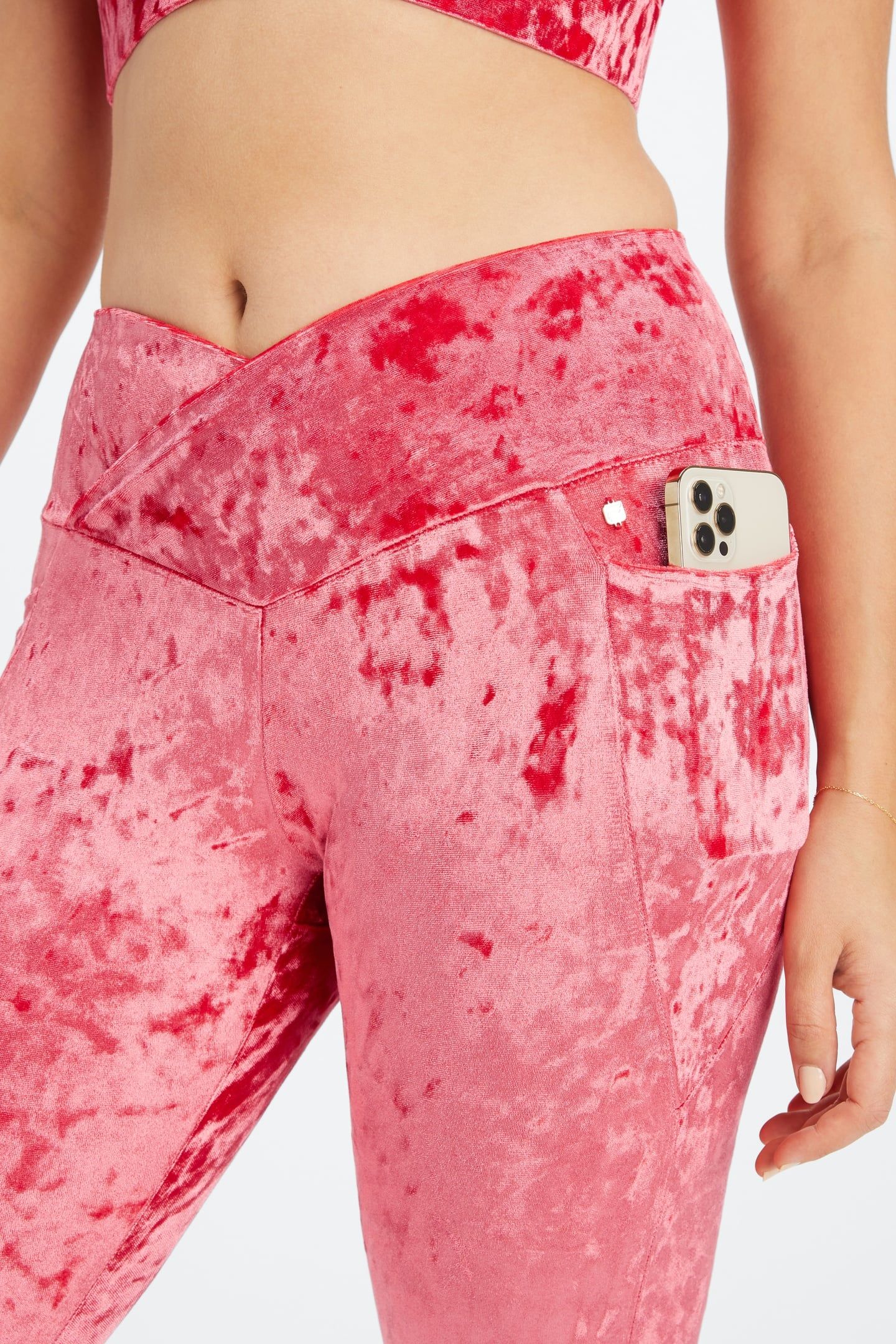 CRUSHED VELOUR CROSSOVER LEGGING STRAWBERRY RED 4