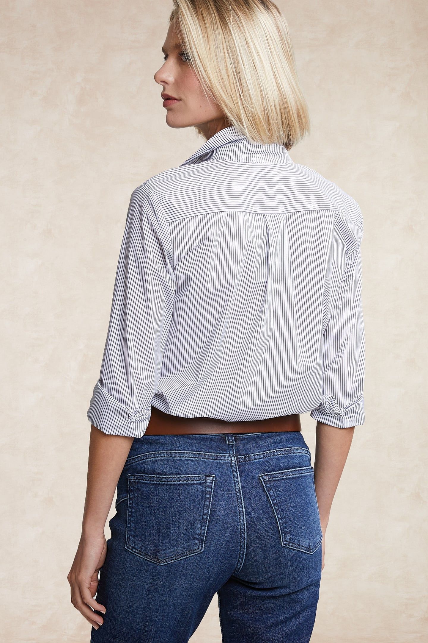 COTTON STRIPED BLOUSE GREY/WHITE 2