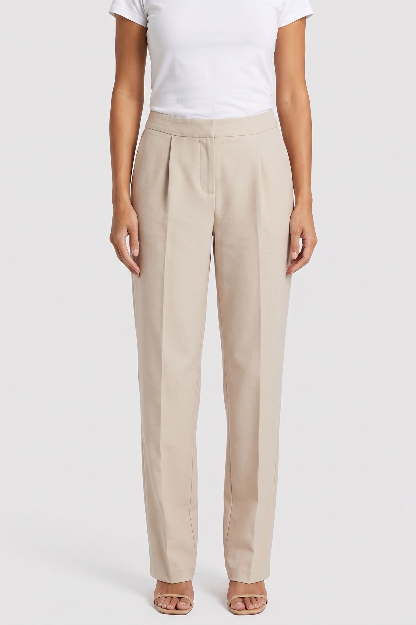 BESSY STRAIGHT PANT LIGHT BEIGE MULTI. 1