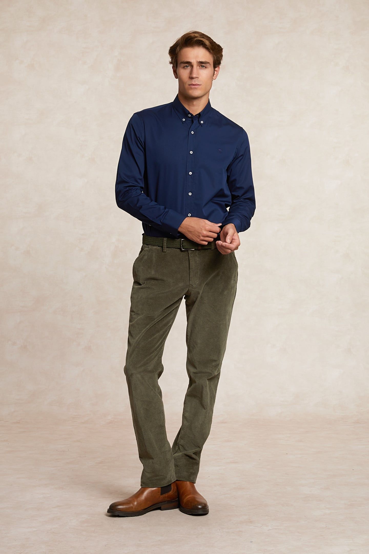 CUSTOM FIT COTTON UNI SHIRT BLUE 1