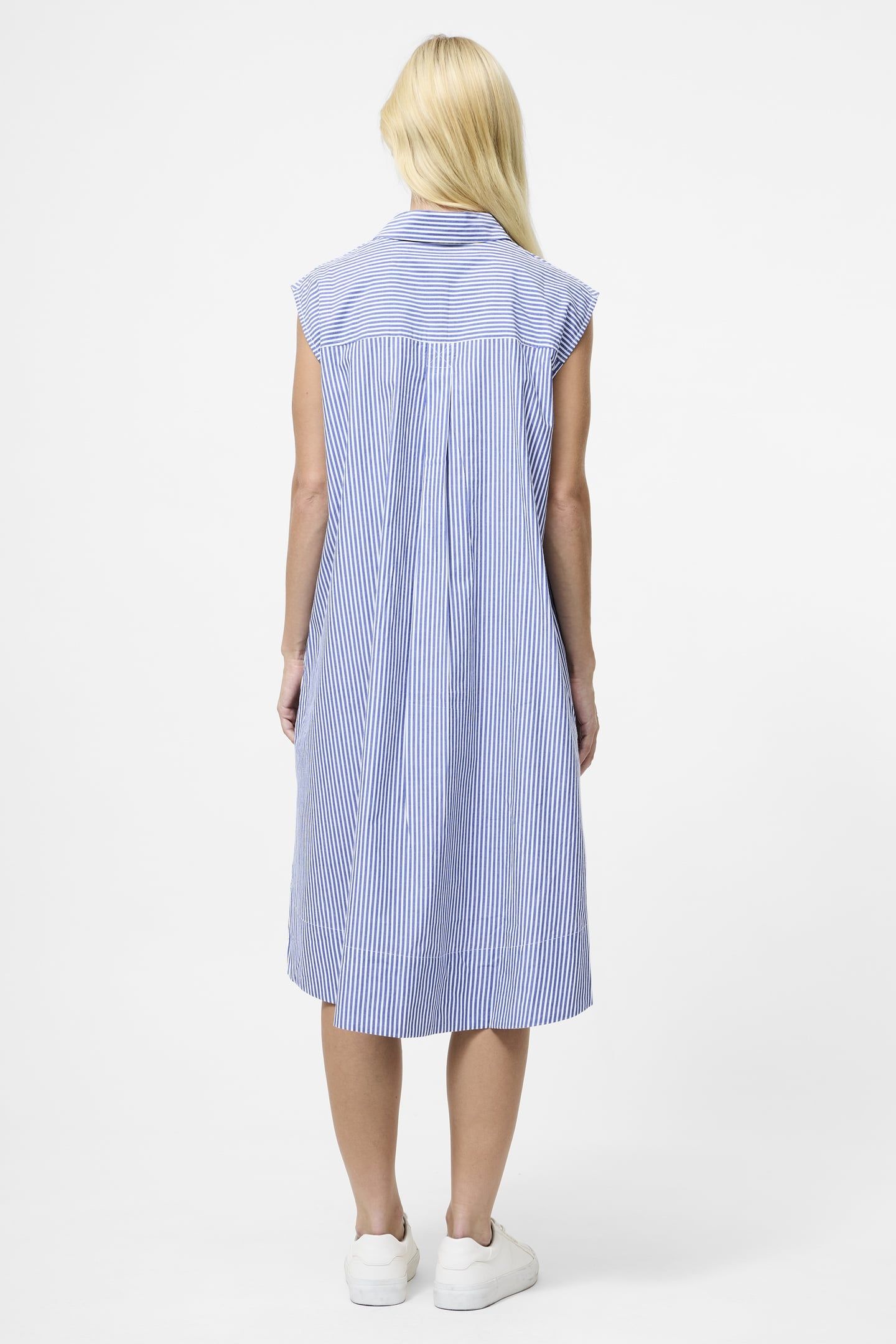 RHODES STRIPE S/LESS DRESS LINEN WHITE/MARINE 3