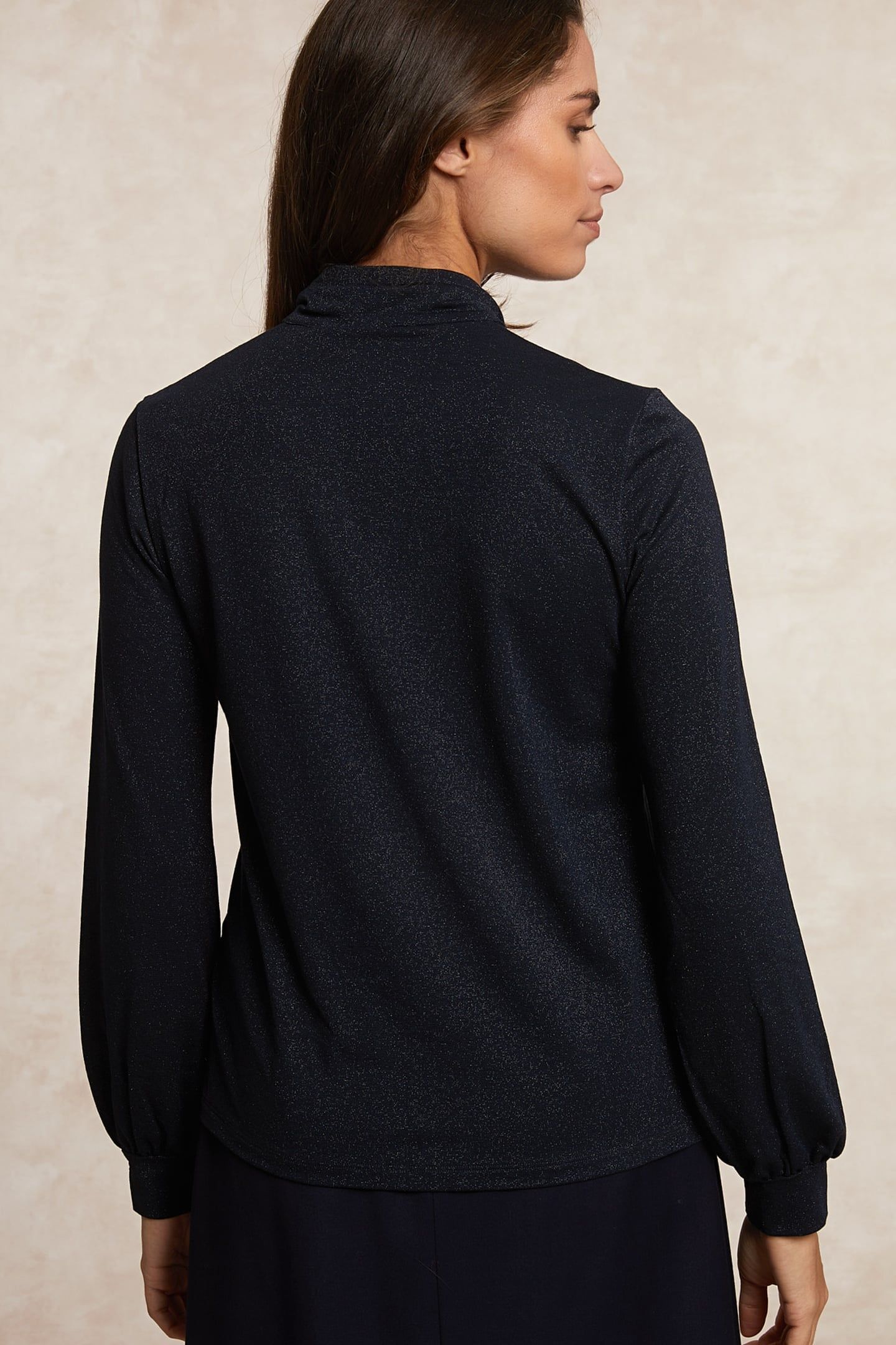 FANCY LUREX T-SHIRT WITH BOW NAVY 2