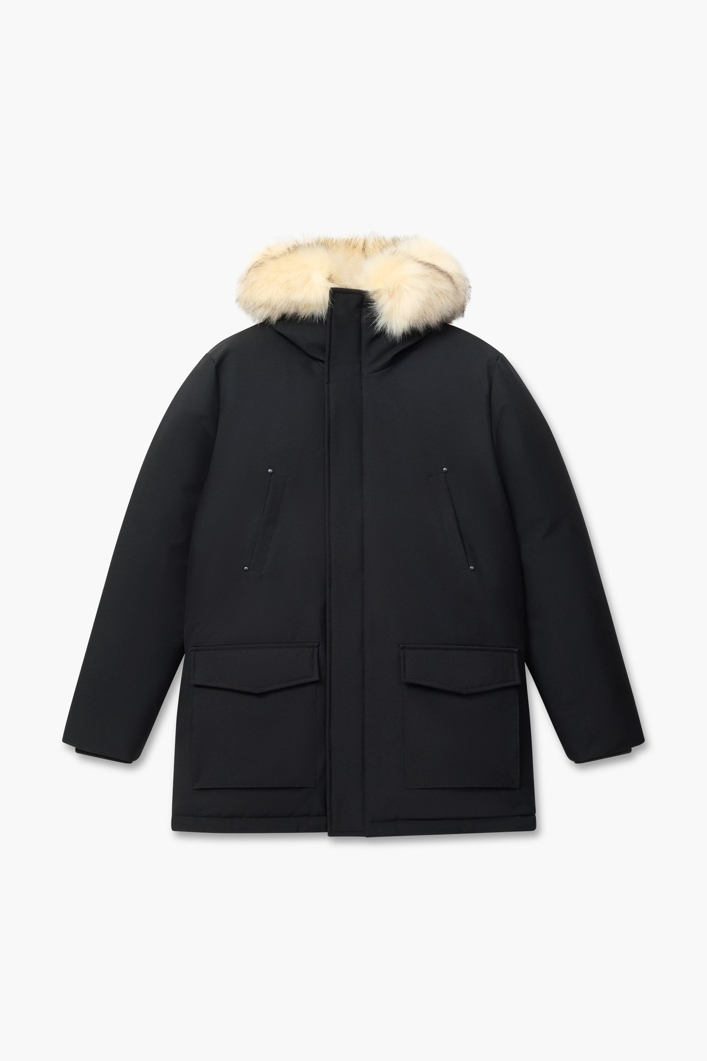 PADDED FAUX FUR HOODED PARKA BLACK BLACK 3
