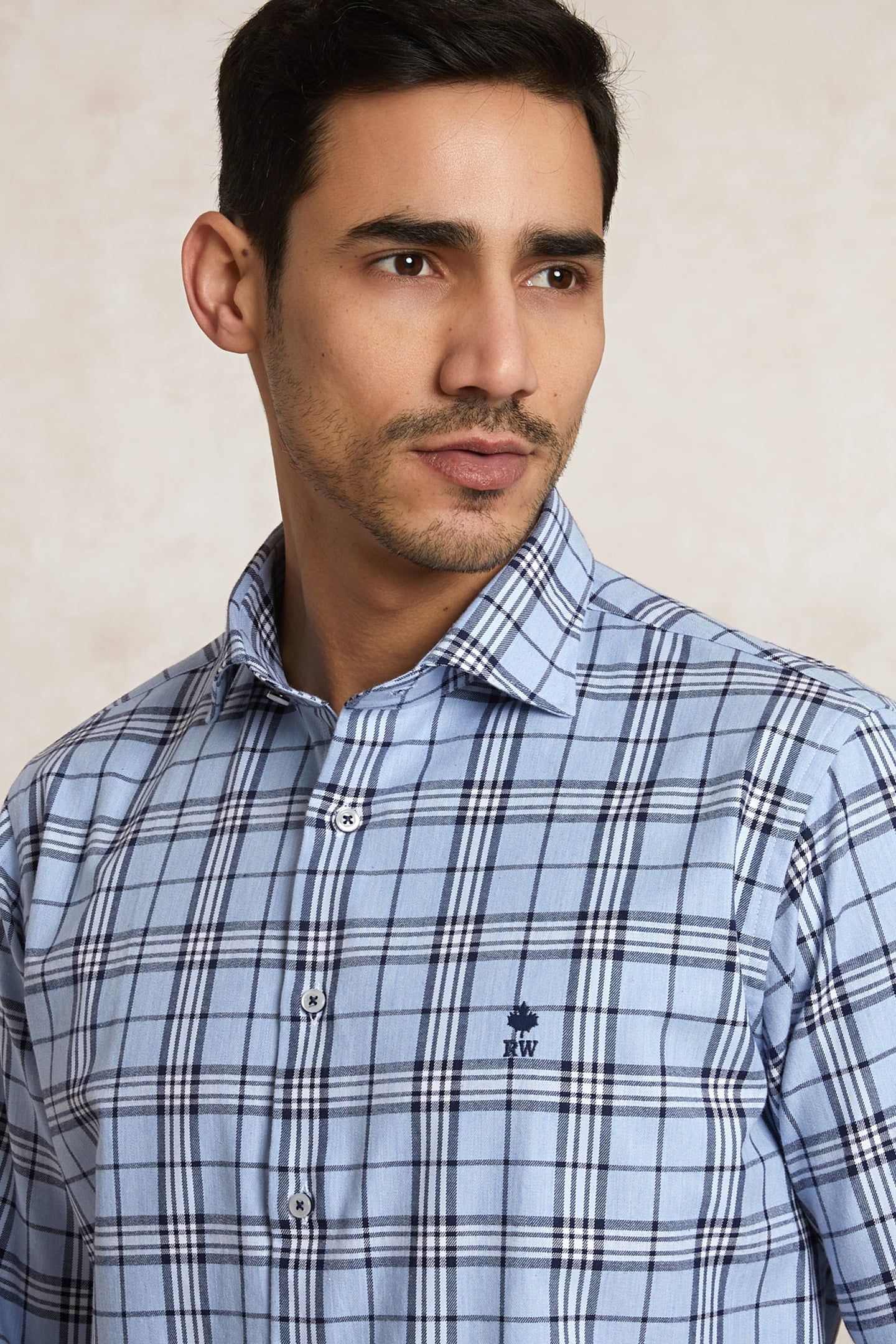 CUSTOM FIT CHECKED FLANNEL SHIRT BLUE/WHITE 4