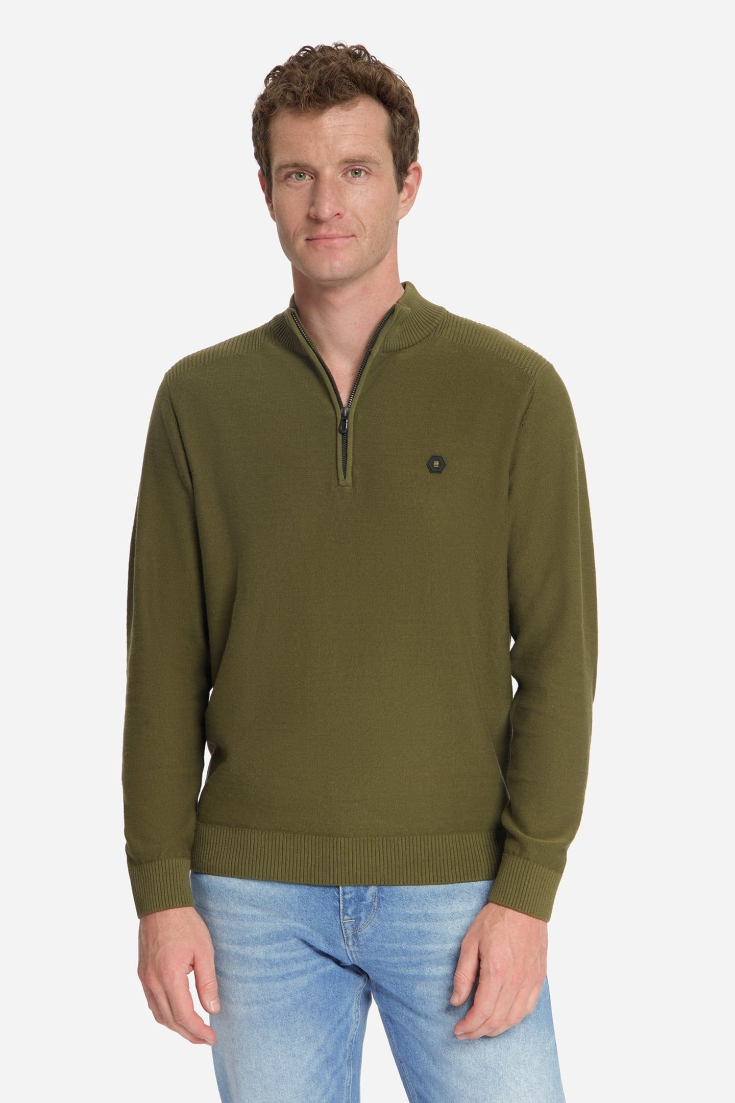 PULLOVER HALF ZIP SHOULDER DETAIL MOSS 3