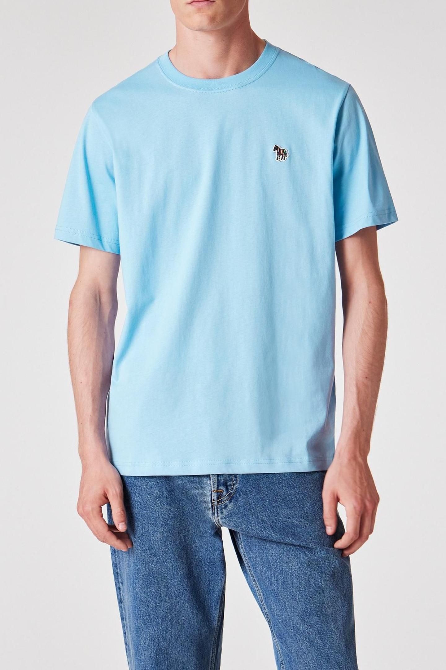 MENS REG FIT SS TSHIRT ZEBRA LIGHT BLUE 1