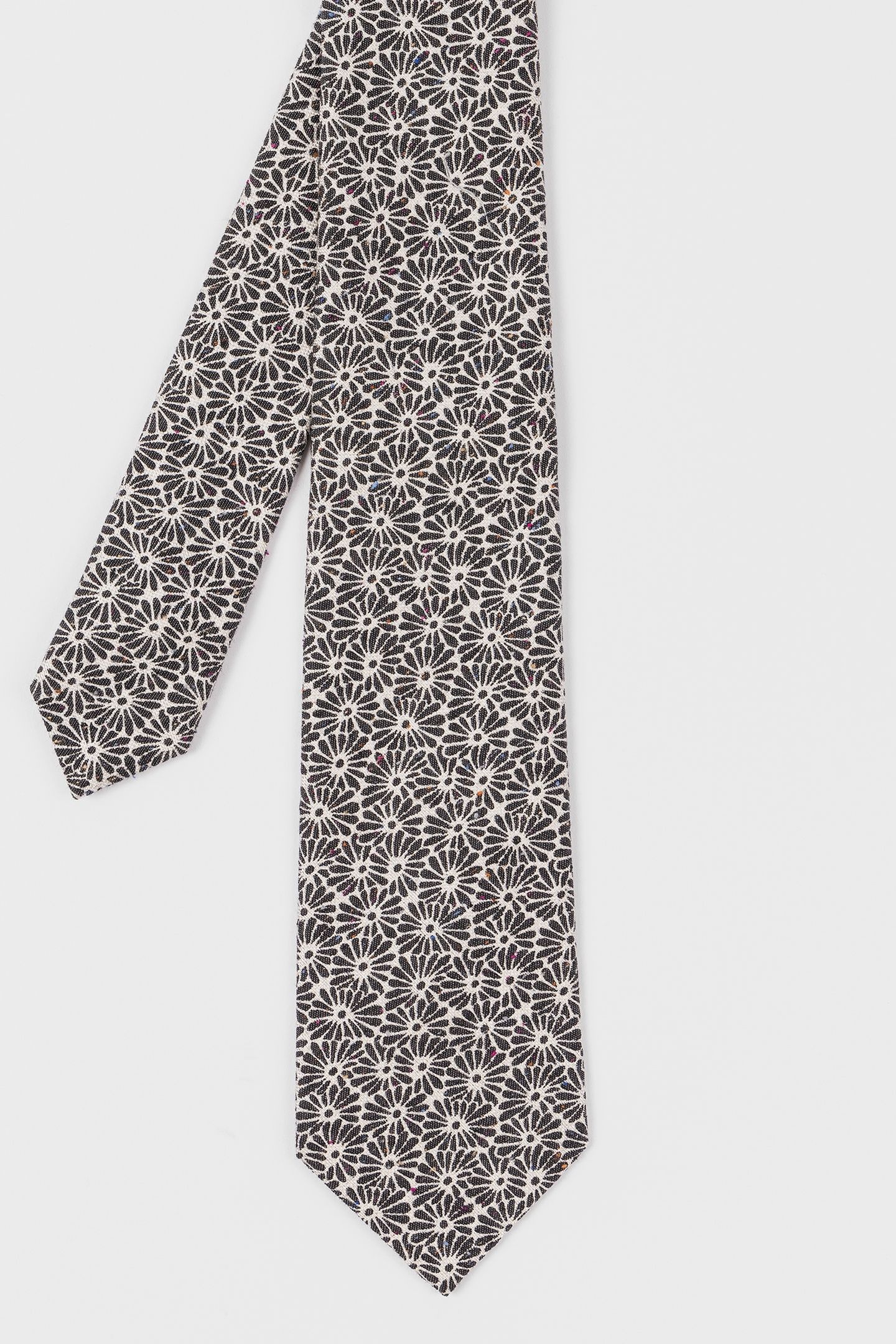 MEN TIE FLORAL FLECK BLACK 1