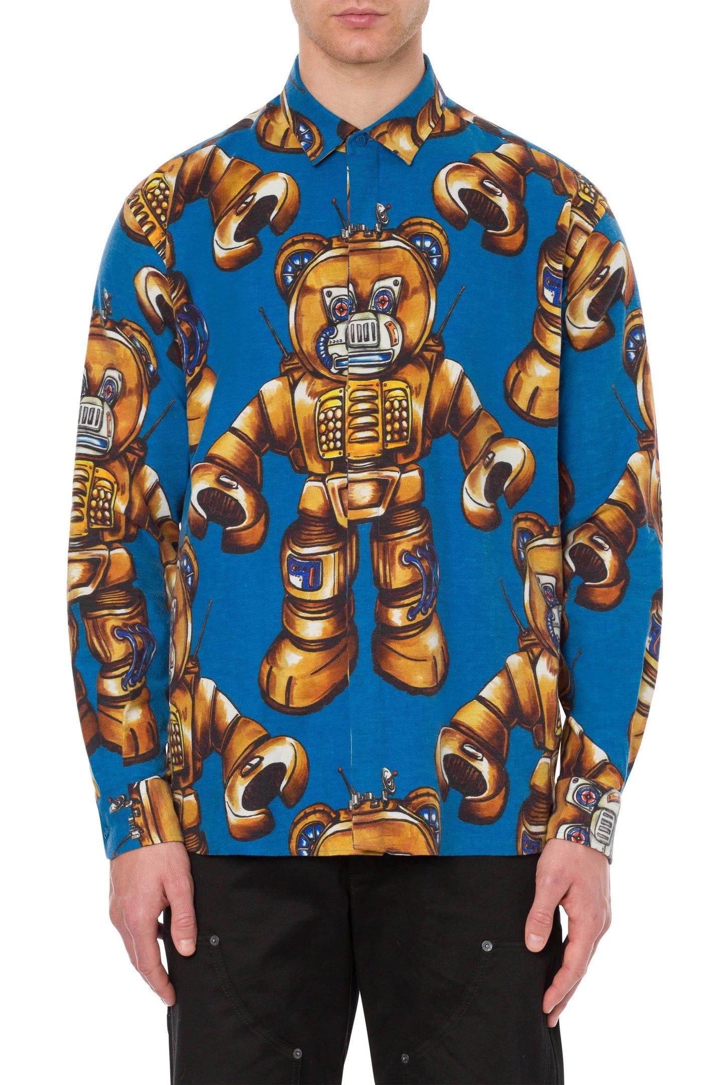 ROBOT BEAR FLANNEL SHIRT BLUE 1