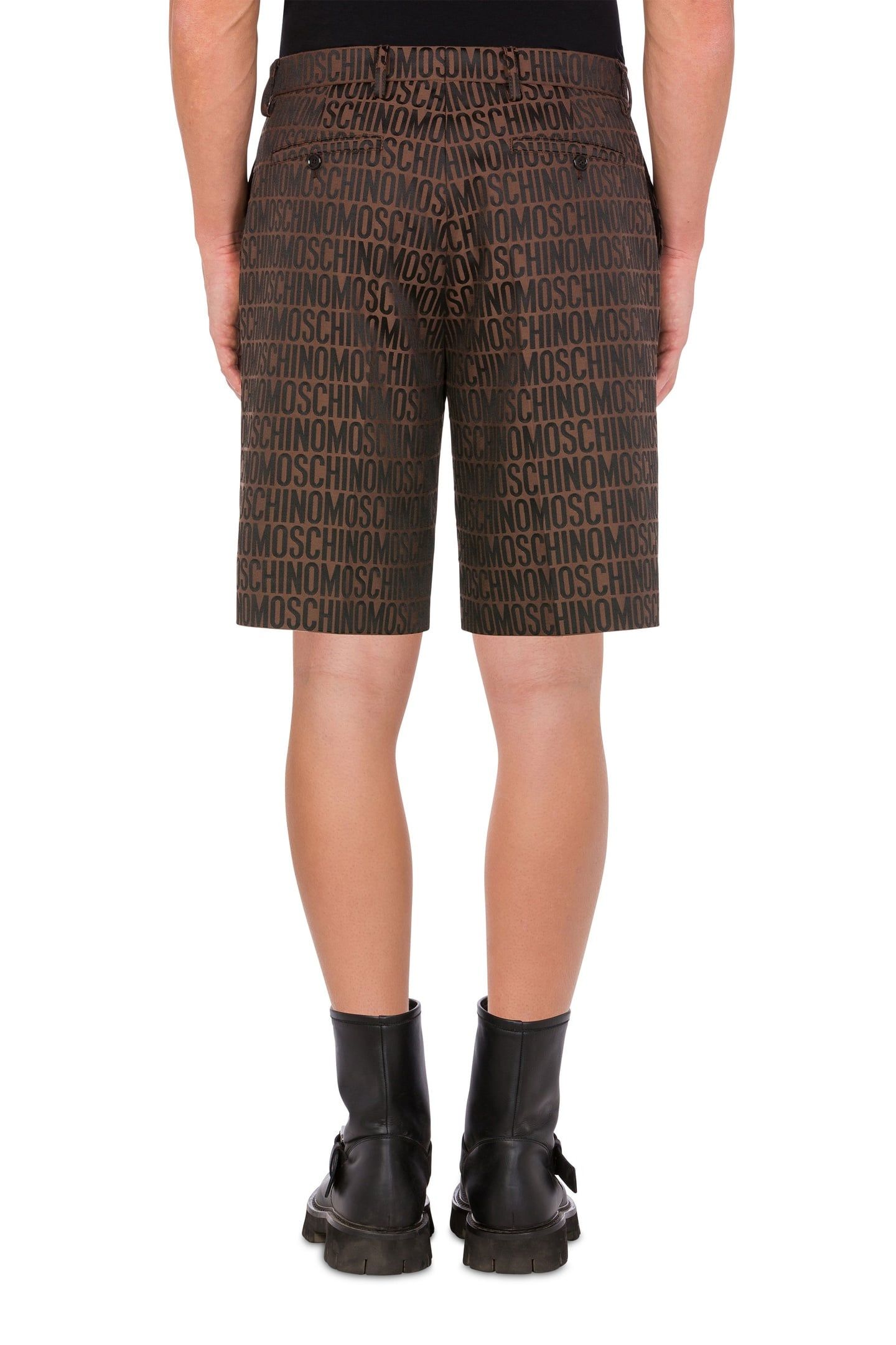 ALLOVER LOGO JACQUARD NYLON BERMUDA SHORTS BROWN 2