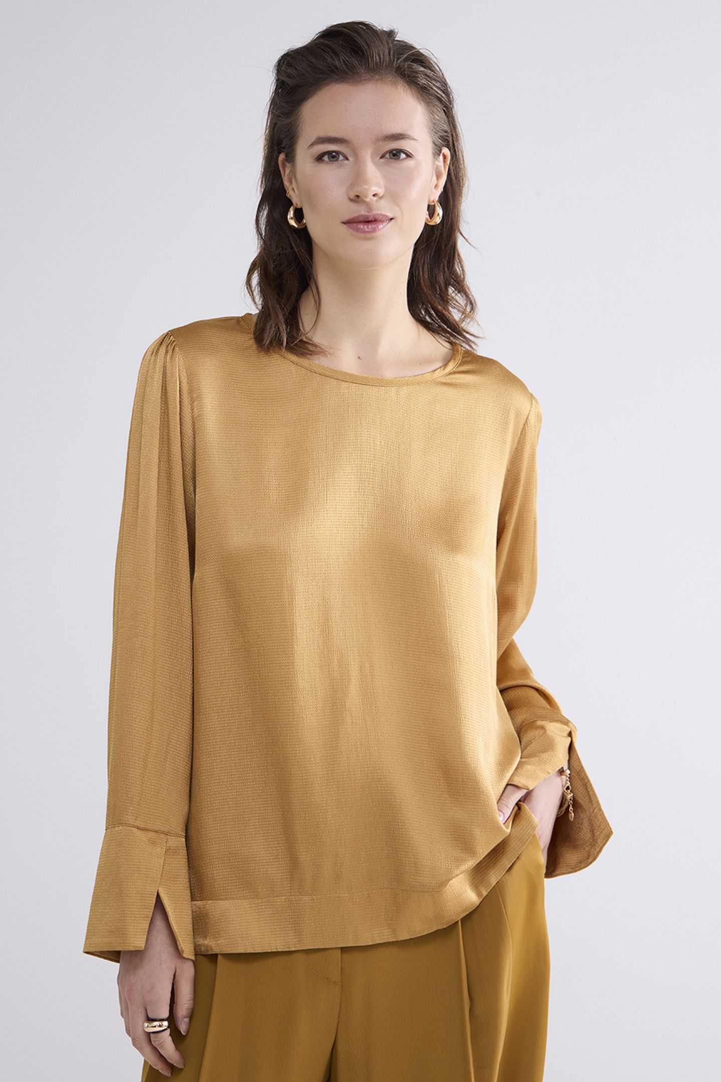 TOP HAMMERED VISCOSE CAMEL BROWN 1