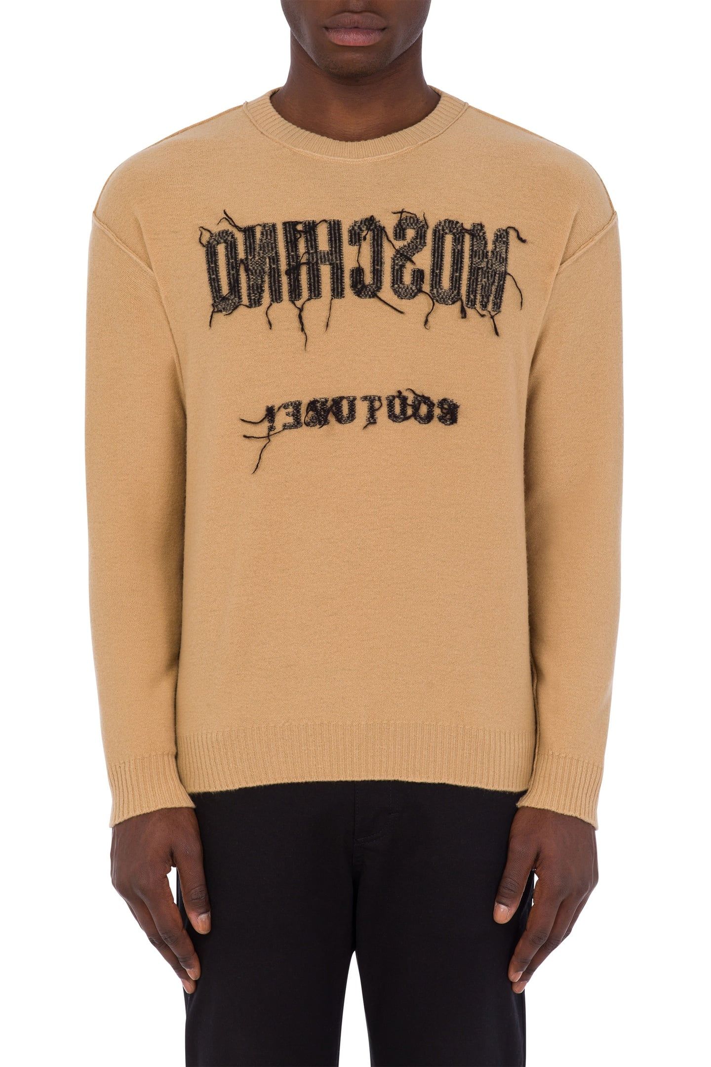WOOL PULLOVER INSIDE OUT LOGO BEIGE 1