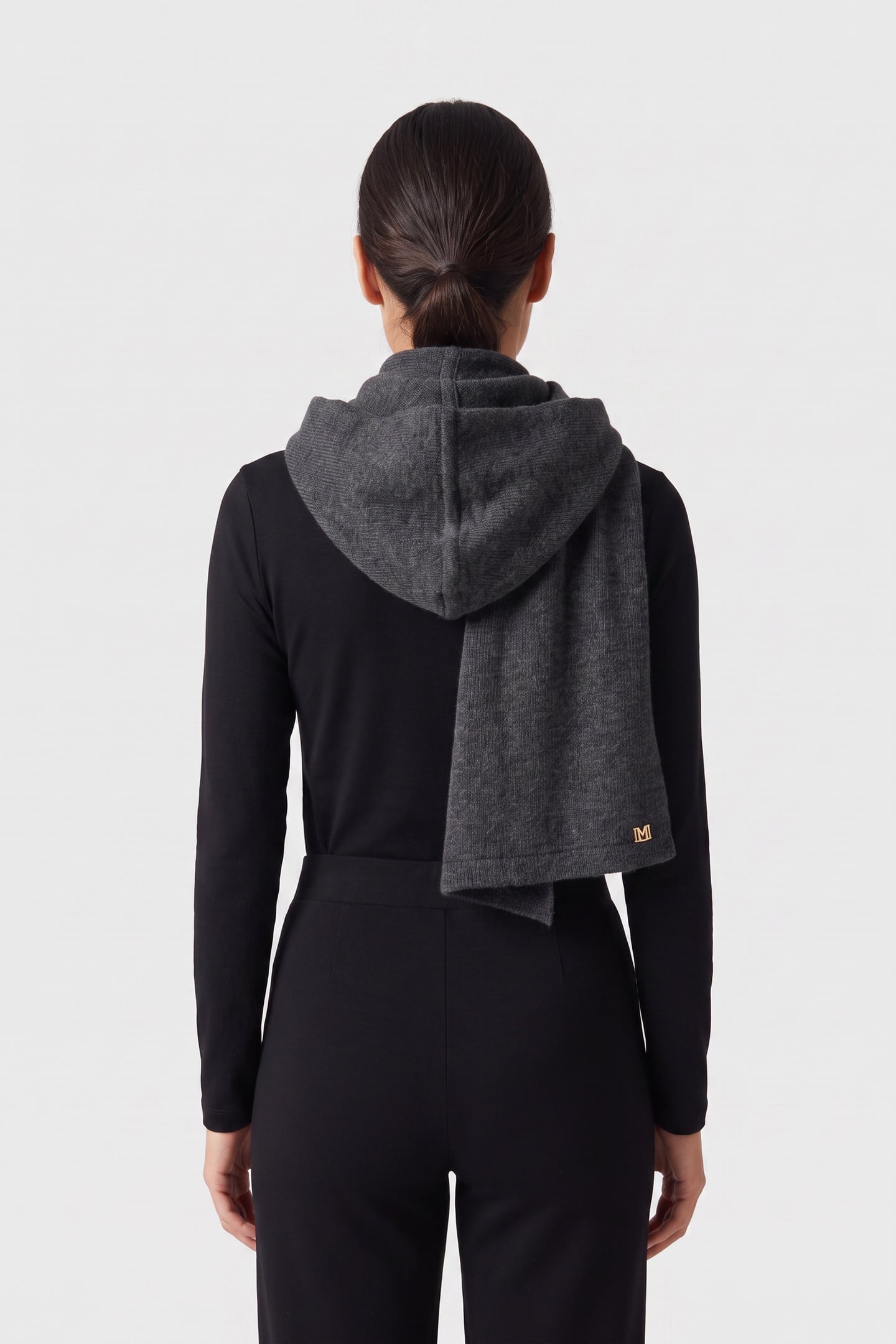 AFRAH HOODIE SCARF S DARK COAL HEATHER M9 2