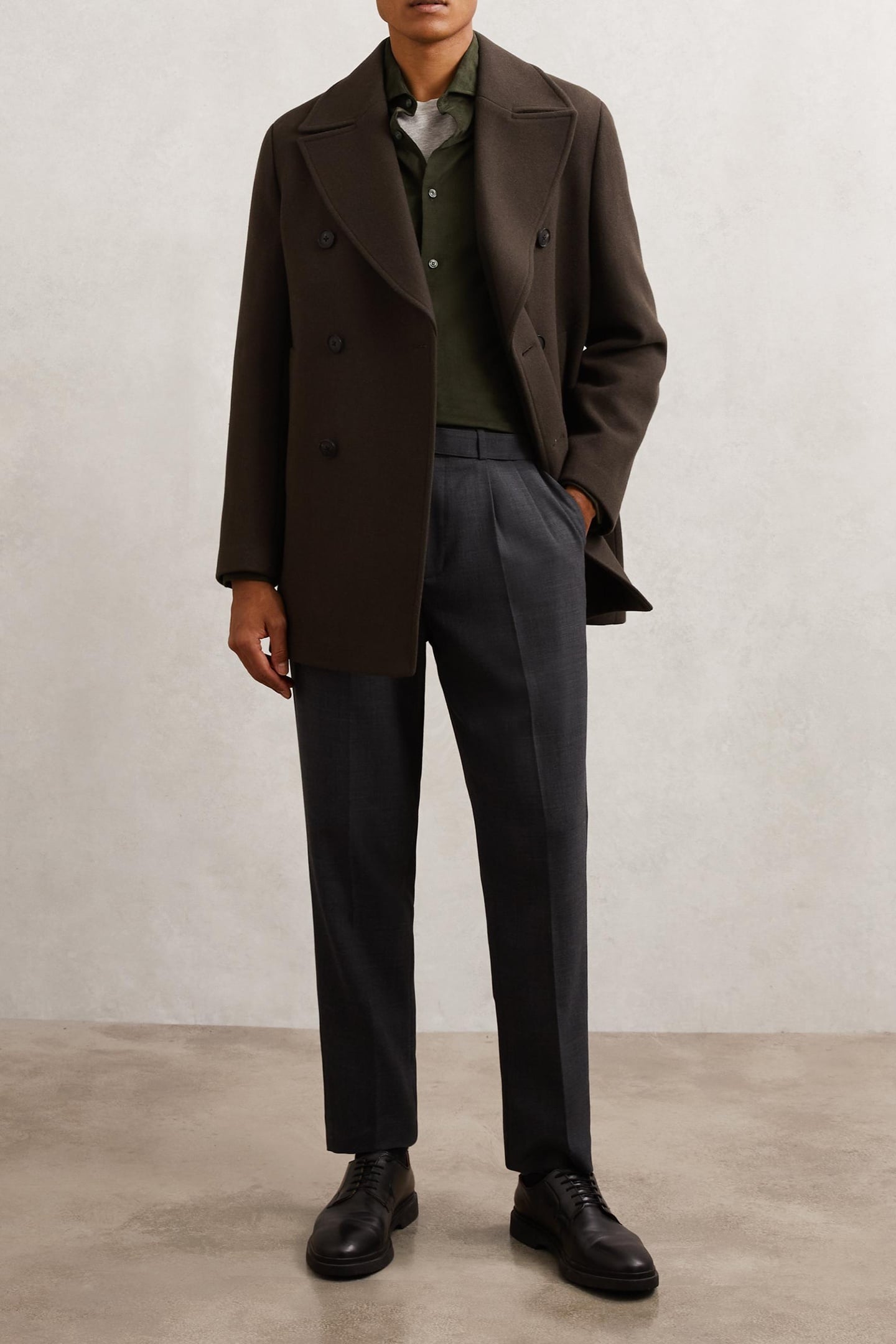LS FINE CORD CUTAWAY COLLAR SHIRT DARK GREEN 2