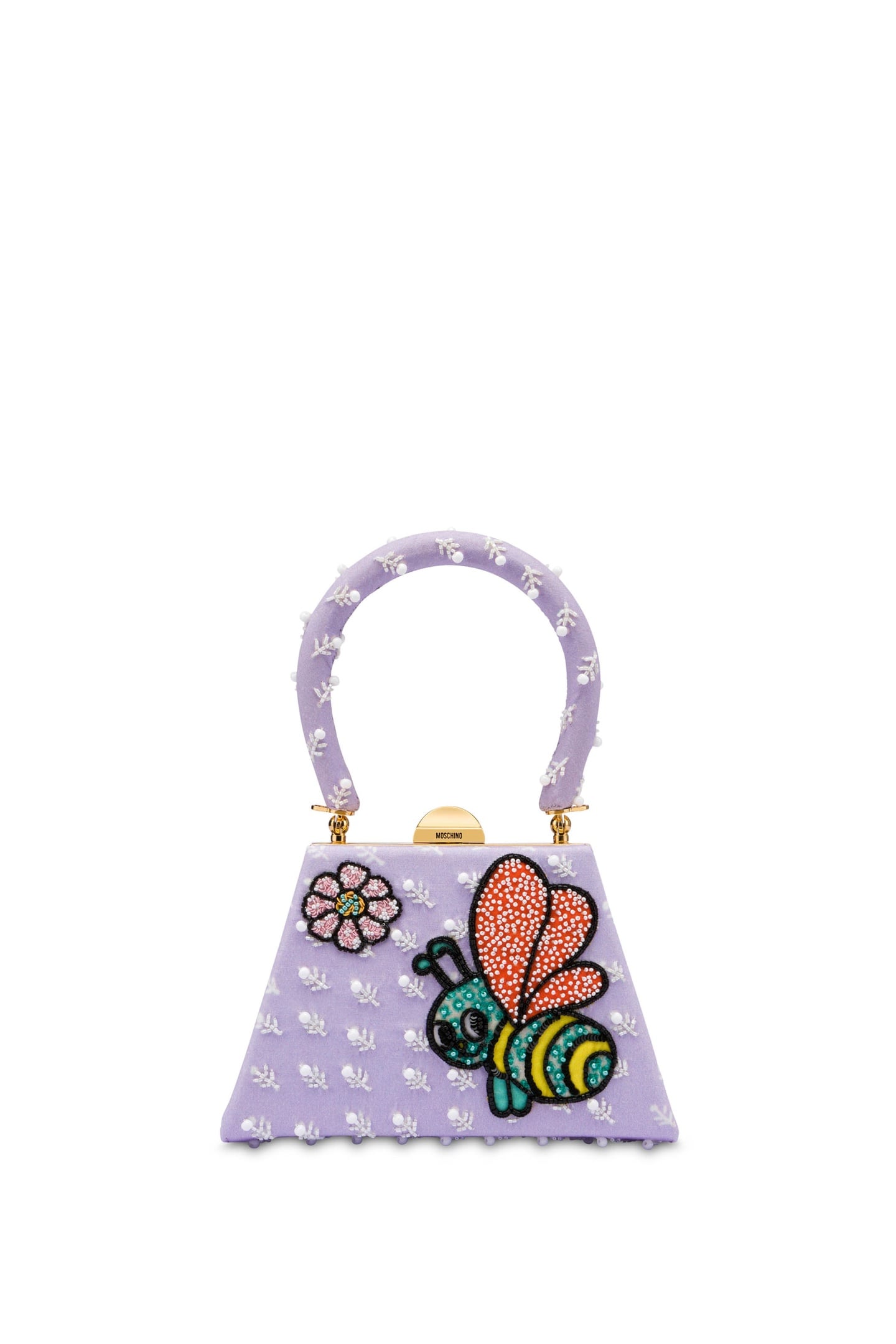 TRAPEZE BAG BEE EMBROIDERY PURPLE 1