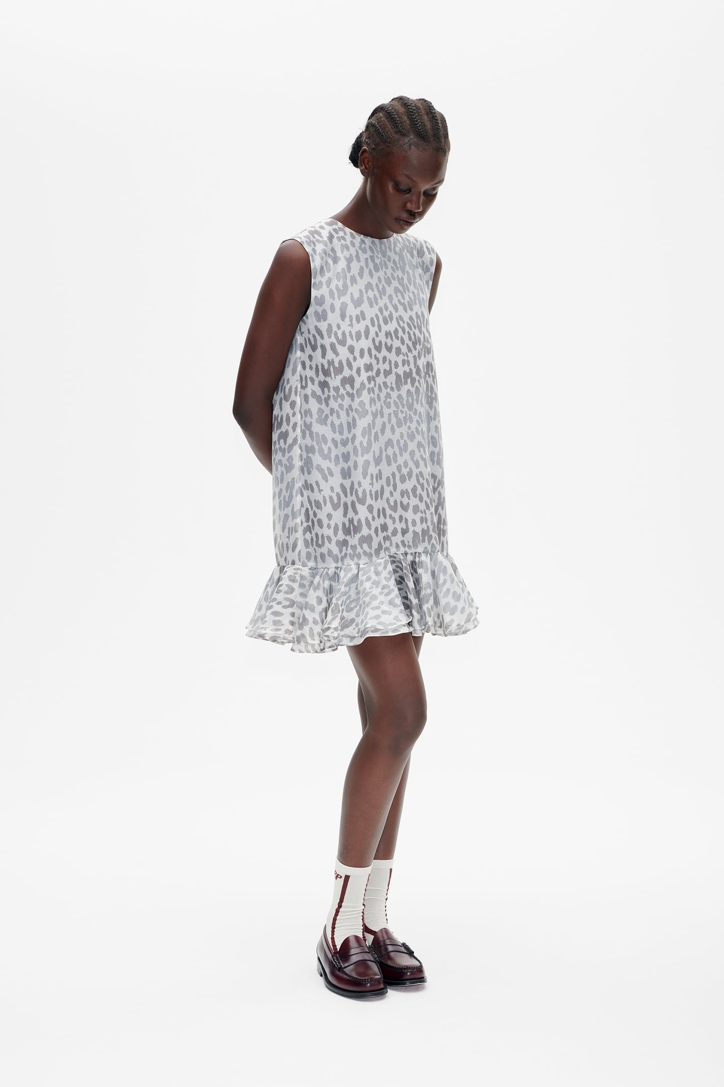 AGNESE DRESS GREY OFFICE LEOPARD 1