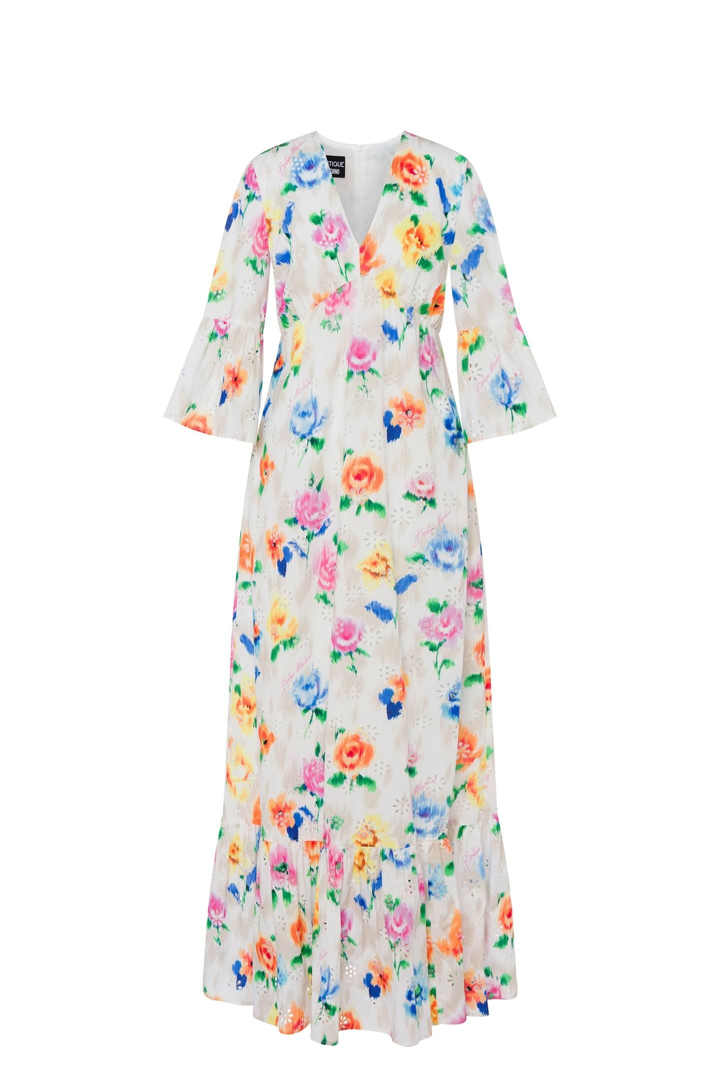 FLOWER CHINÉ ANGLAISE BRODERIE DRESS WHITE 3