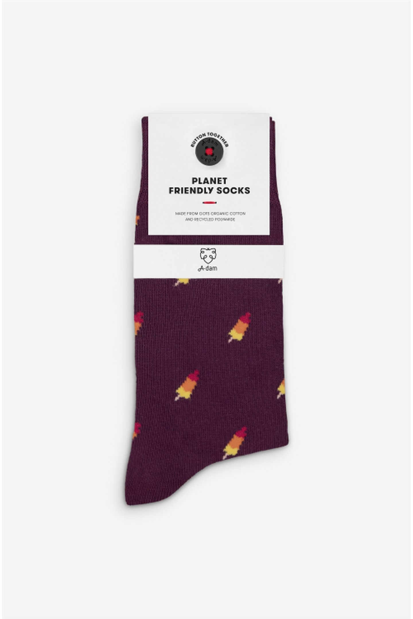 A-DAM 3-PACK CASUAL SOCKS BURGUNDY ROCKETS FIG 4