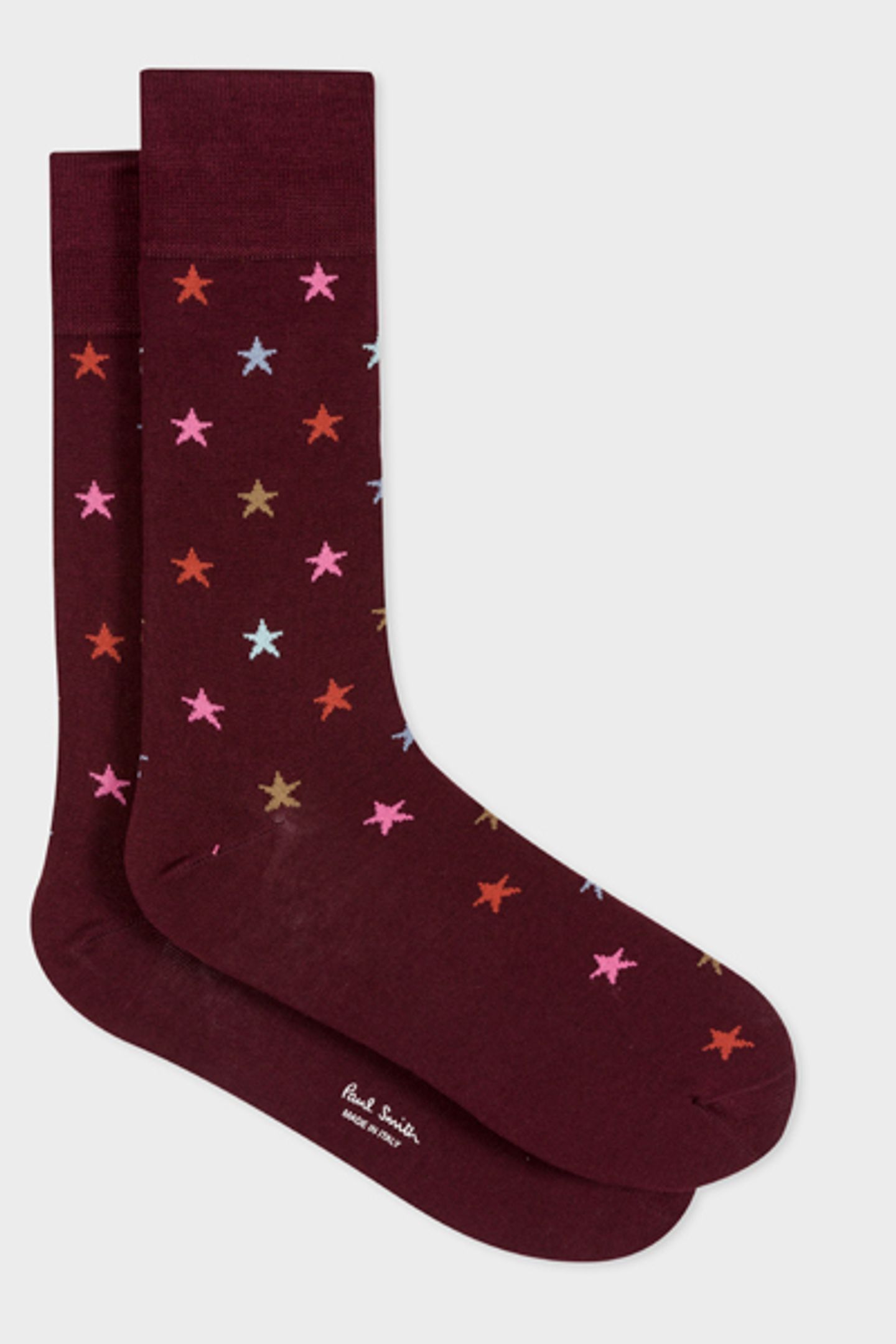 MEN SOCK STAR BURGUNDY/ BORDE 2
