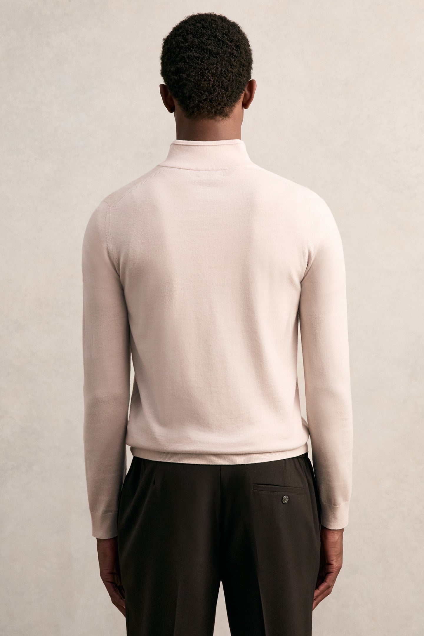 LS HALF ZIP FUNNEL MERINO WOOL JUMPER BEIGE 2