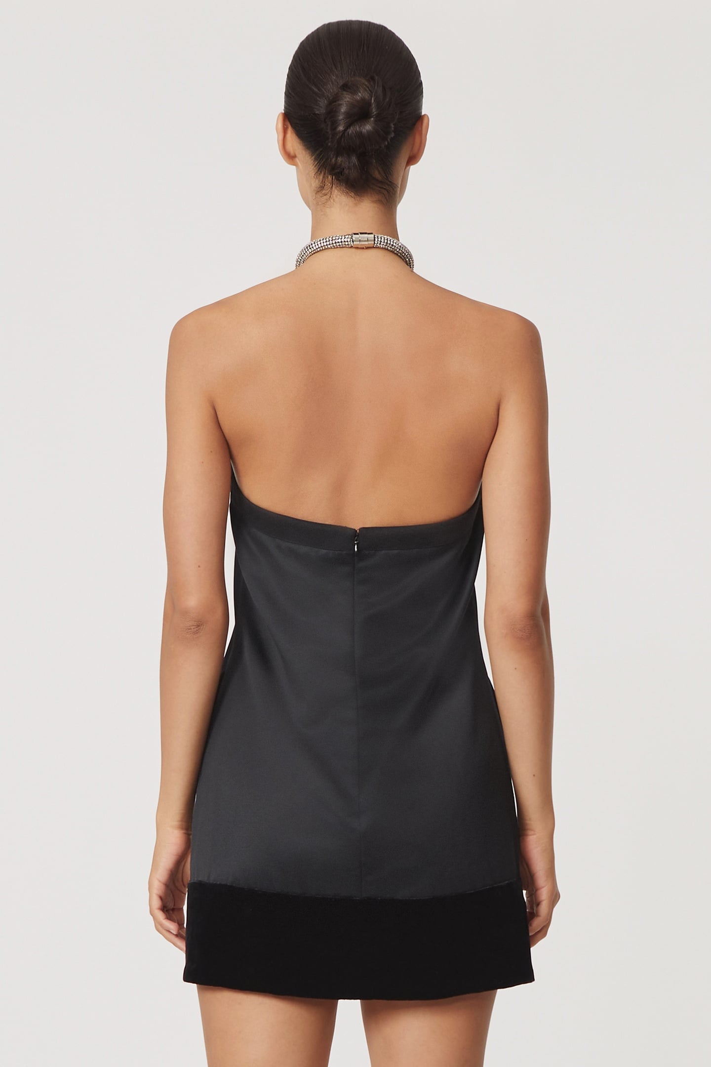 EMBELLISHED NECKLACE MINI DRESS BLACK 2