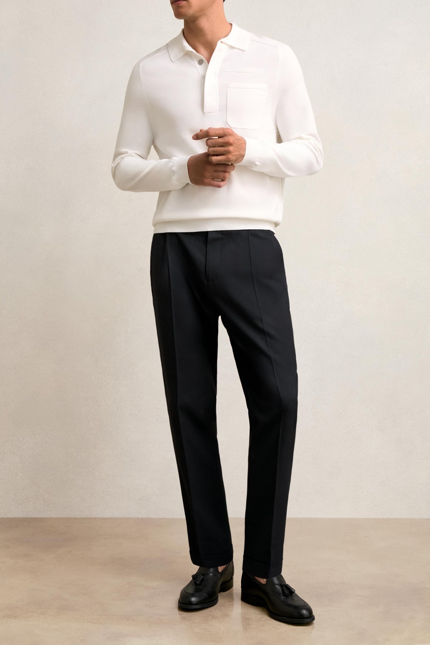 HERRINGBONE SIDE ADJUSTER TROUSER NAVY 3