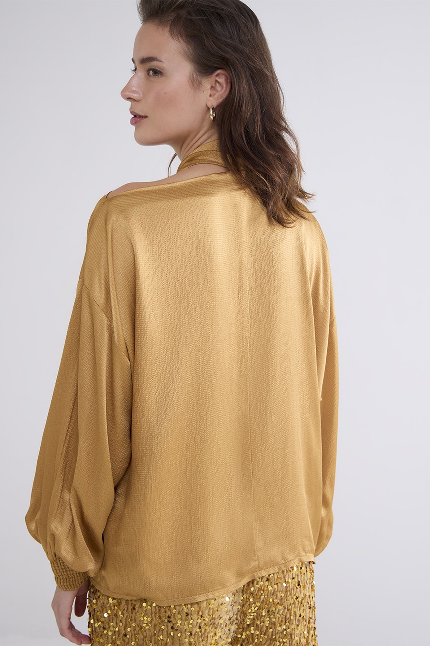 TOP SCARF HAMMERED VISCOSE CAMEL BROWN 2