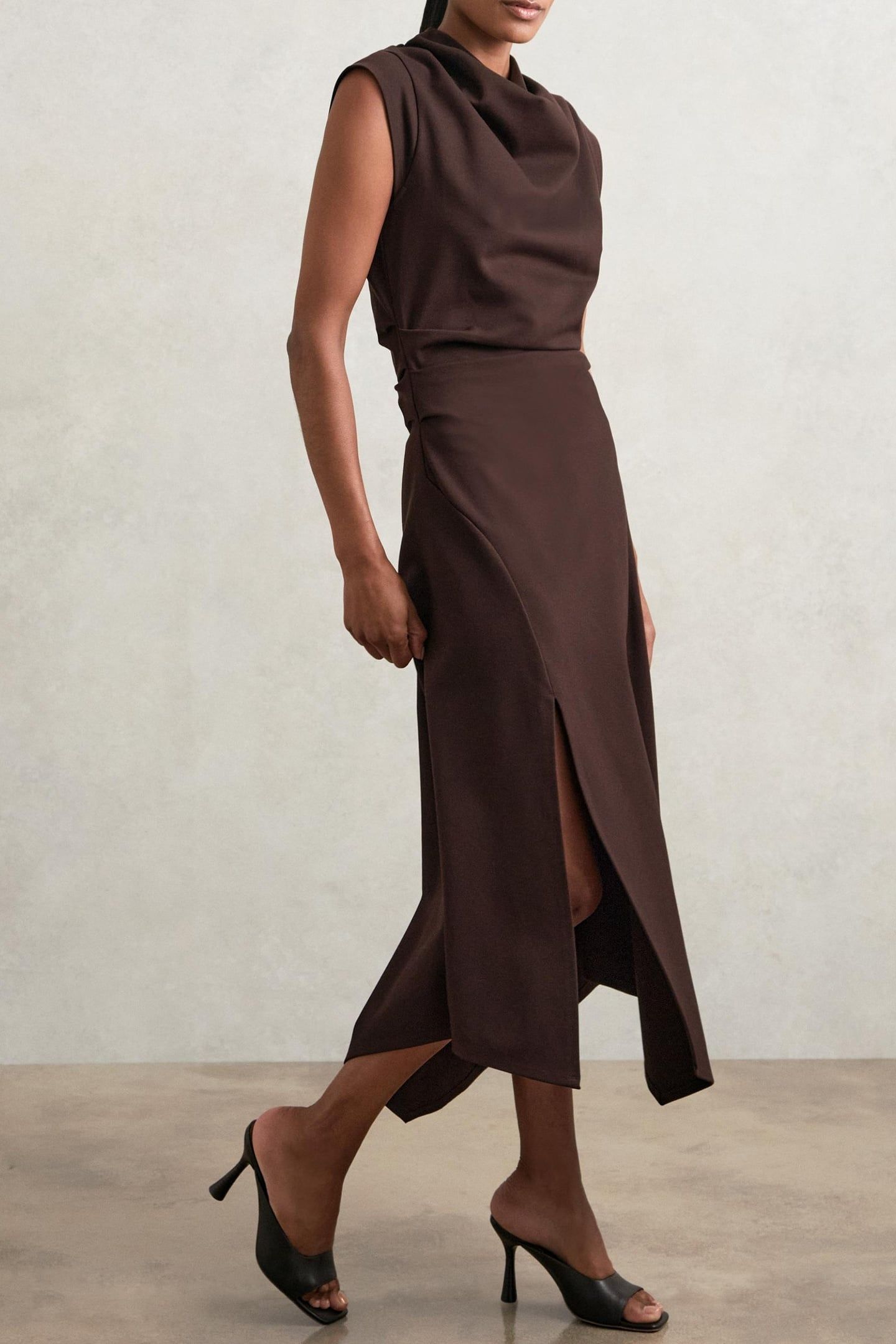 TWILL JERSEY MIDI DRESS BURGUNDY 3