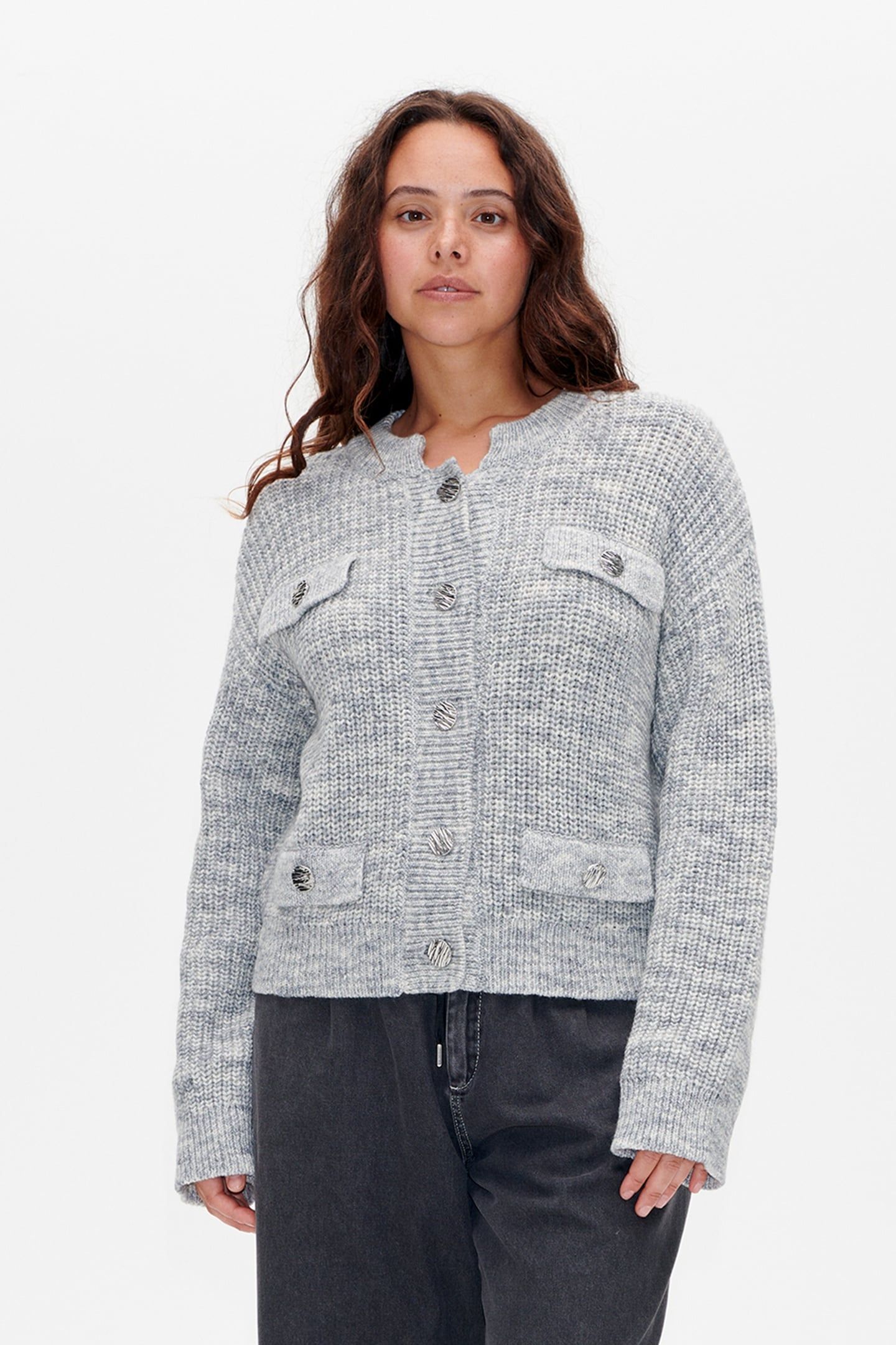CAT CARDIGAN SILVERGREY MELANGE 2