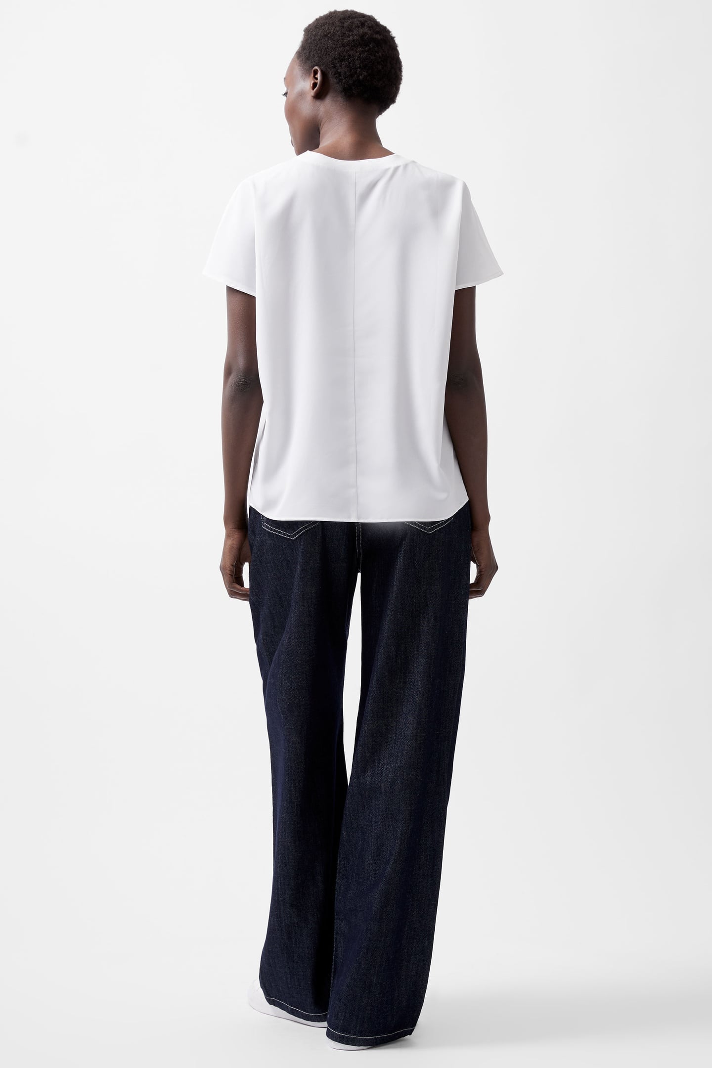 CAPRINA CREPE CREW NECK TOP WINTER WHITE WINTER WHITE 3