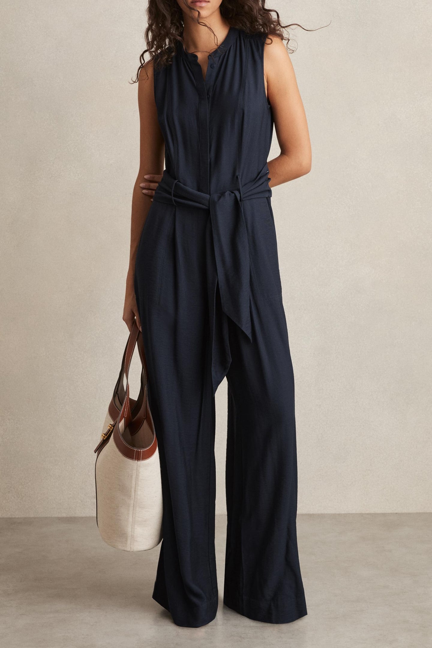 SHIRT BELTED JUMPSUIT NAVY 1