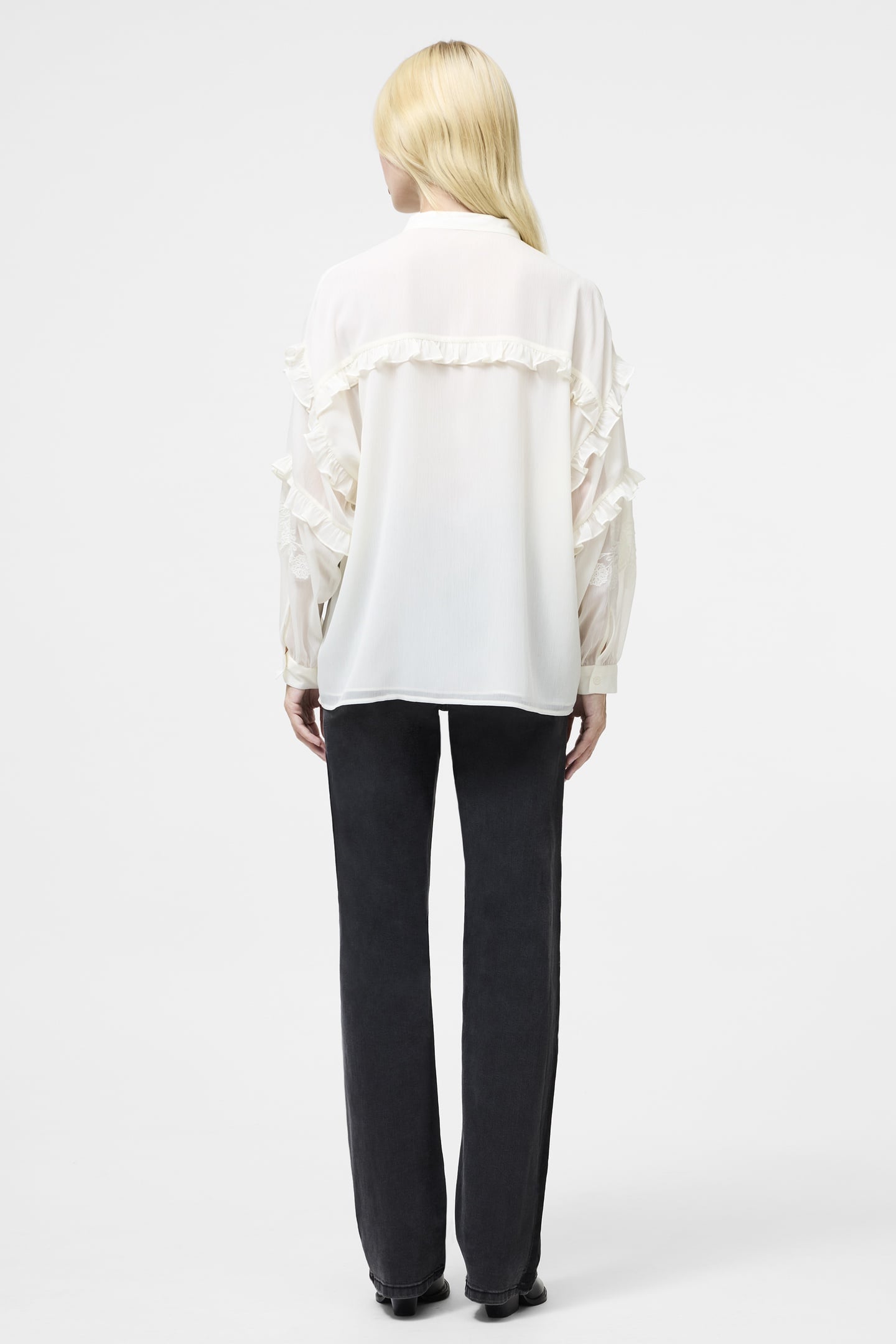 EMINA CHIFFON EMBROIDERED SHIR PORCELAIN CREAM 3