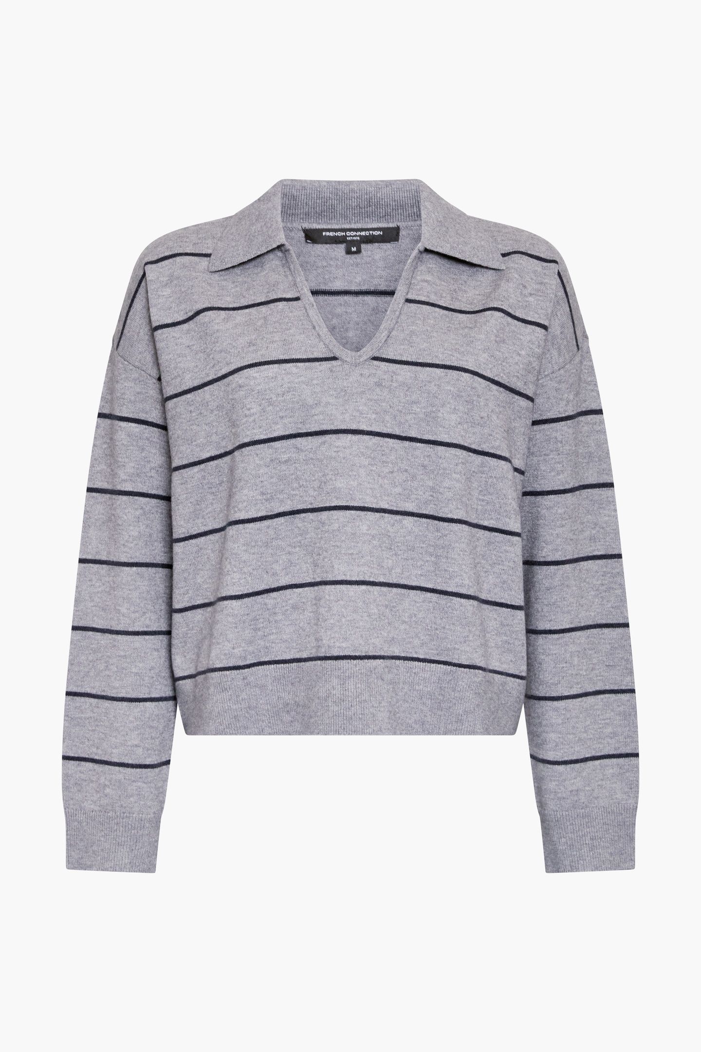 SLOANE KNIT STRIPE PULLOVER HEATHER GREY/MARINE 4