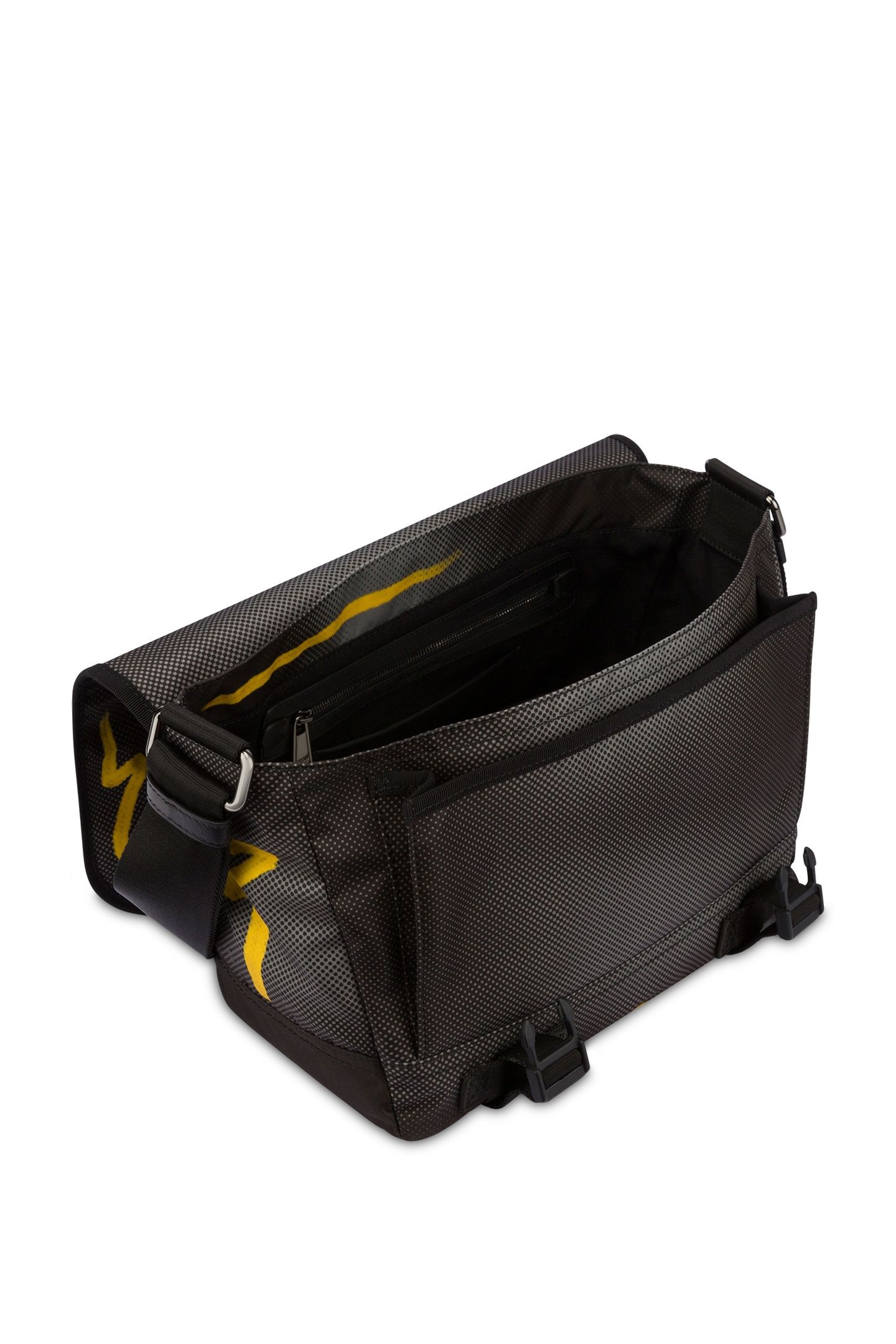 MESSENGER BAG IN NYLON SHADOWS & SQUIGGLES GREY 3