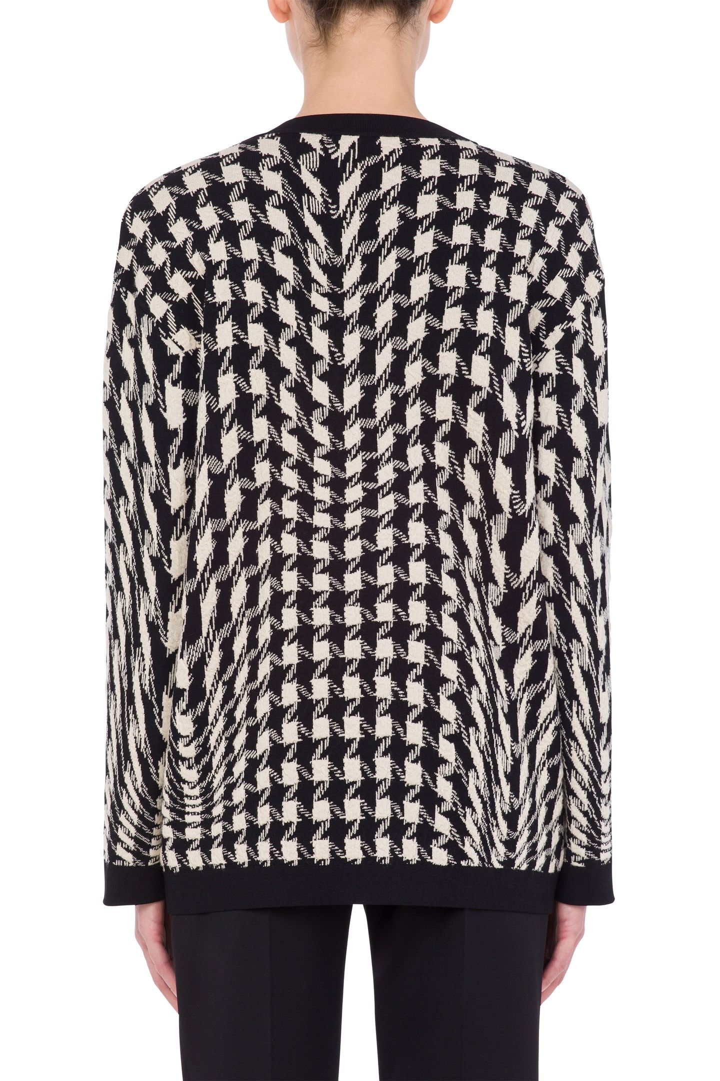 MORPHED HOUNDSTOOTH STRETCH CARDIGAN WHITE 2