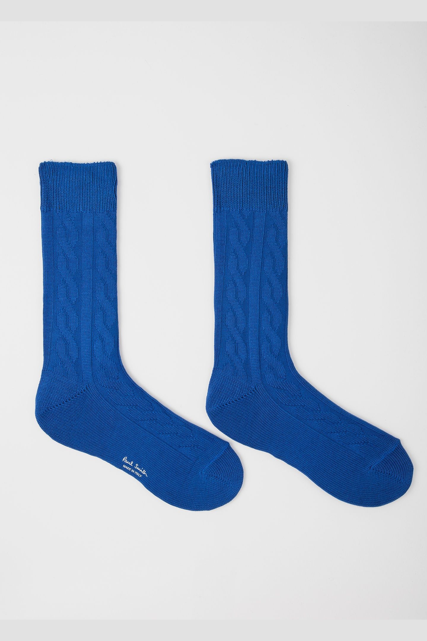 MEN SOCK SHINY CABLE COBALT BLUE 3