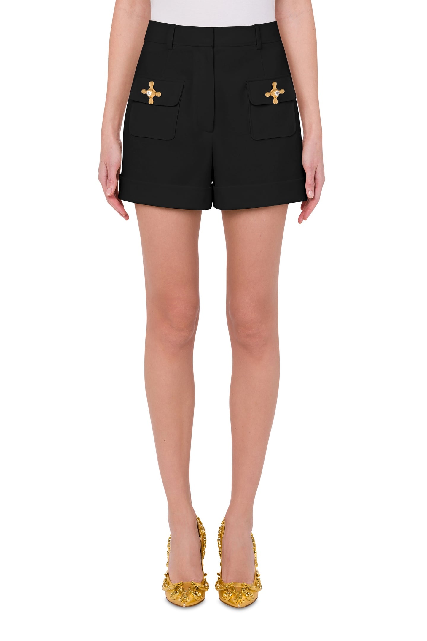 SHORTS IN CREPE FAUCET DETAILS BLACK 1